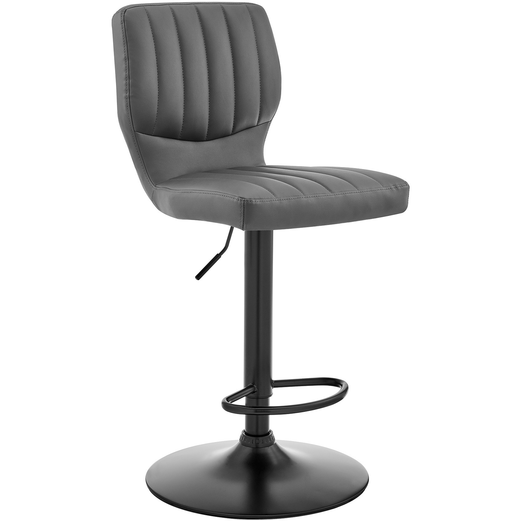 The Bardot Adjustable Gray Faux Leather Swivel Bar Stool