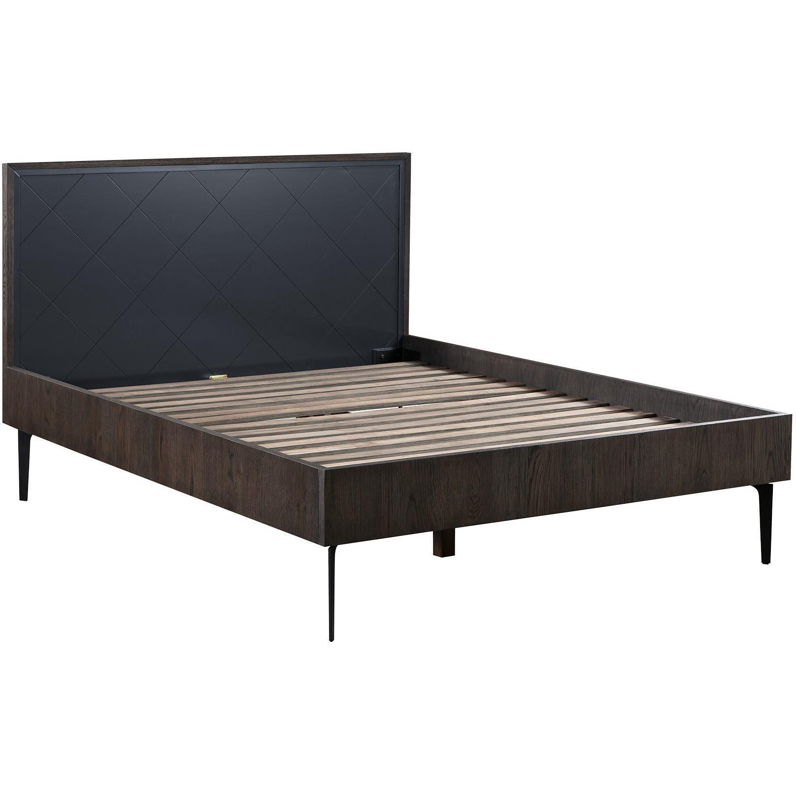 Cross Solid Oak and Metal King or Queen Platform Bed Frame