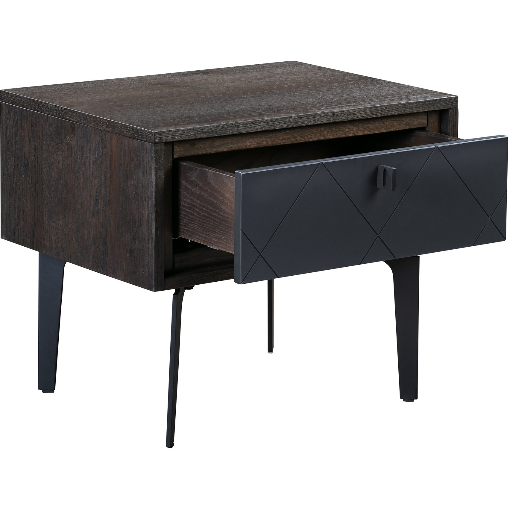 Cross Solid Oak and Metal Nightstand