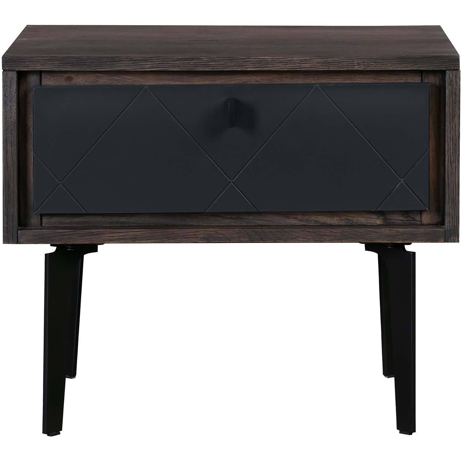 Cross Solid Oak and Metal Nightstand