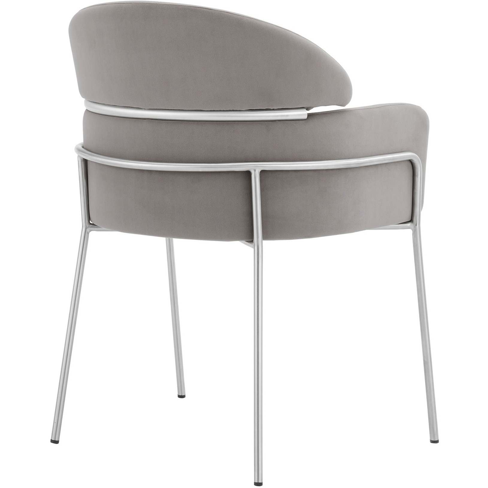 Portia Gray Velvet and Brushed Stainless Steel Dining Room Chairs - Set of 2
