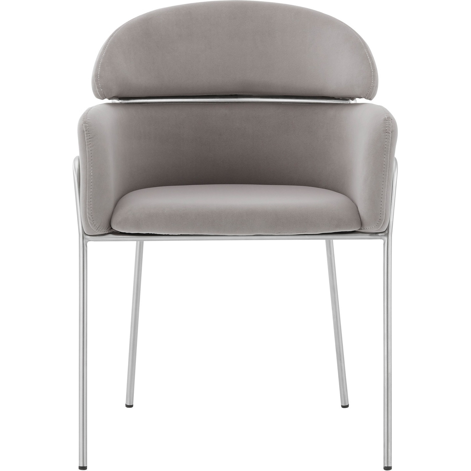Portia Gray Velvet and Brushed Stainless Steel Dining Room Chairs - Set of 2
