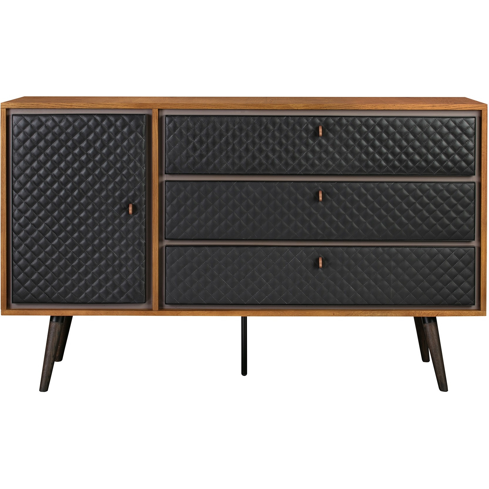 Coco Rustic Oak Wood and Faux Leather Dresser