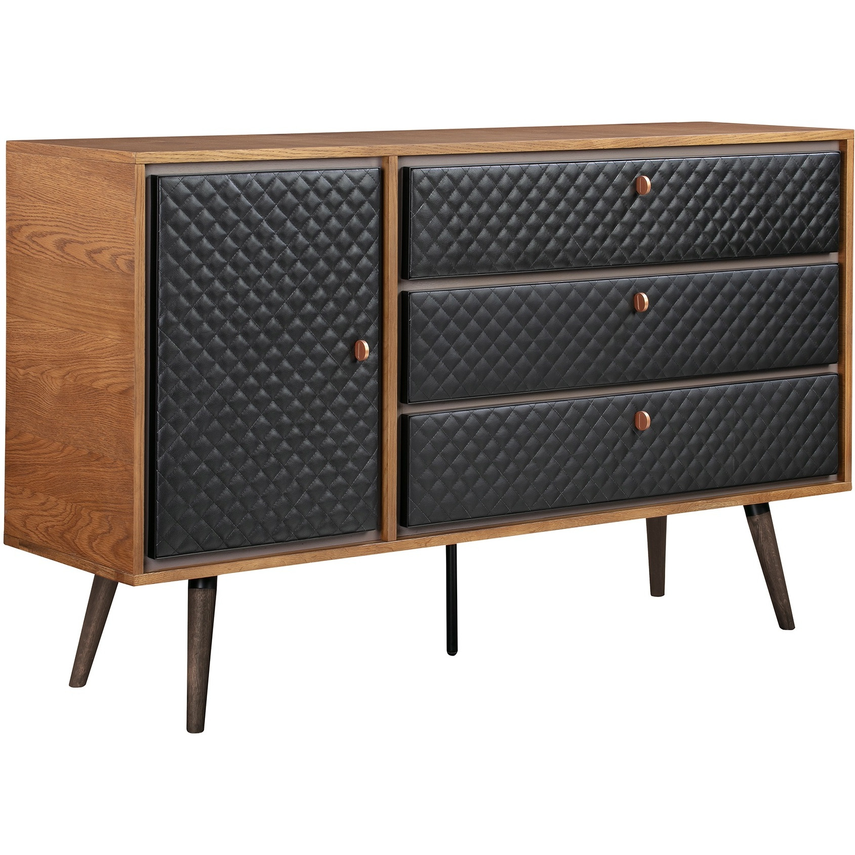 Coco Rustic Oak Wood and Faux Leather Dresser
