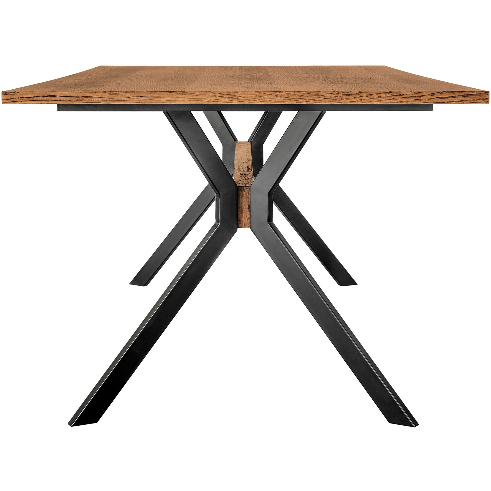 Nevada Rustic Oak Wood Trestle Base Dining Table in Balsamico
