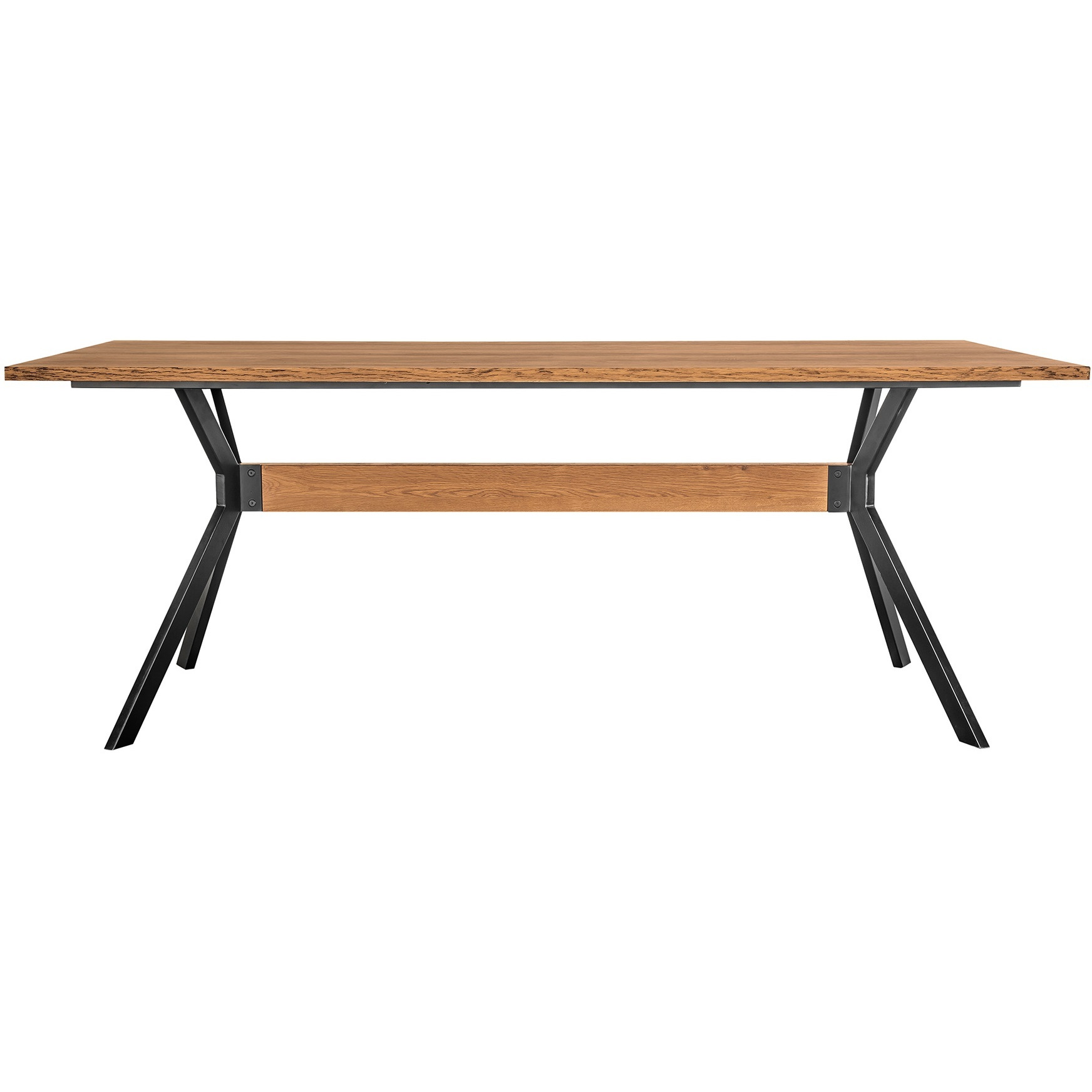 Nevada Rustic Oak Wood Trestle Base Dining Table in Balsamico
