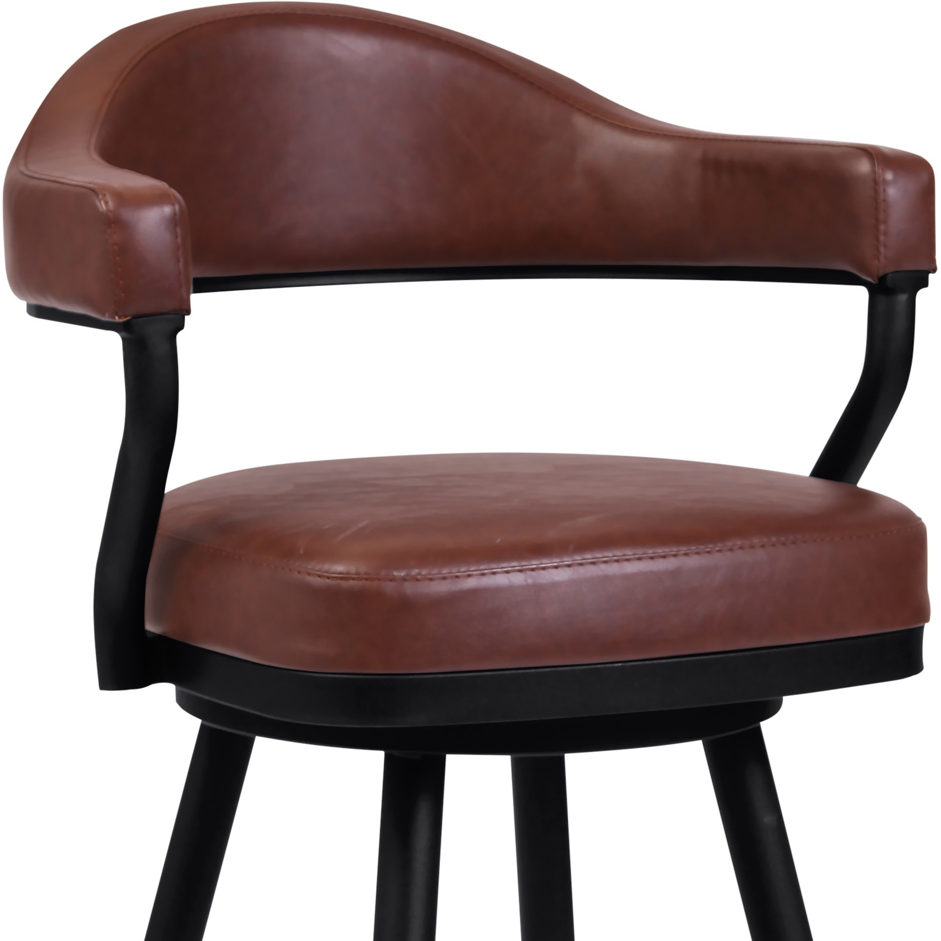 Justin 30" Bar Height Barstool in a Black Powder Coated Finish and Vintage Coffee Faux Leather