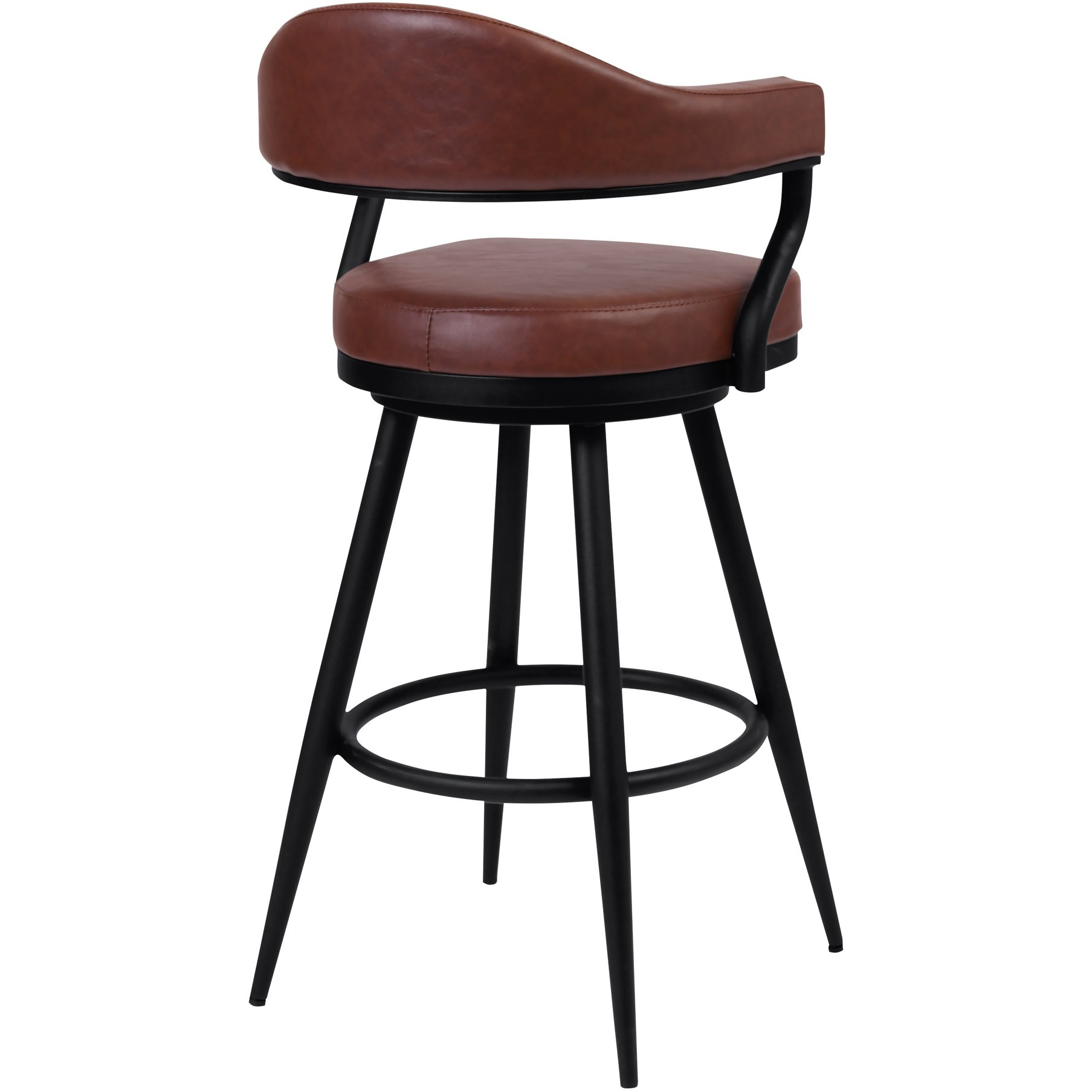Justin 30" Bar Height Barstool in a Black Powder Coated Finish and Vintage Coffee Faux Leather