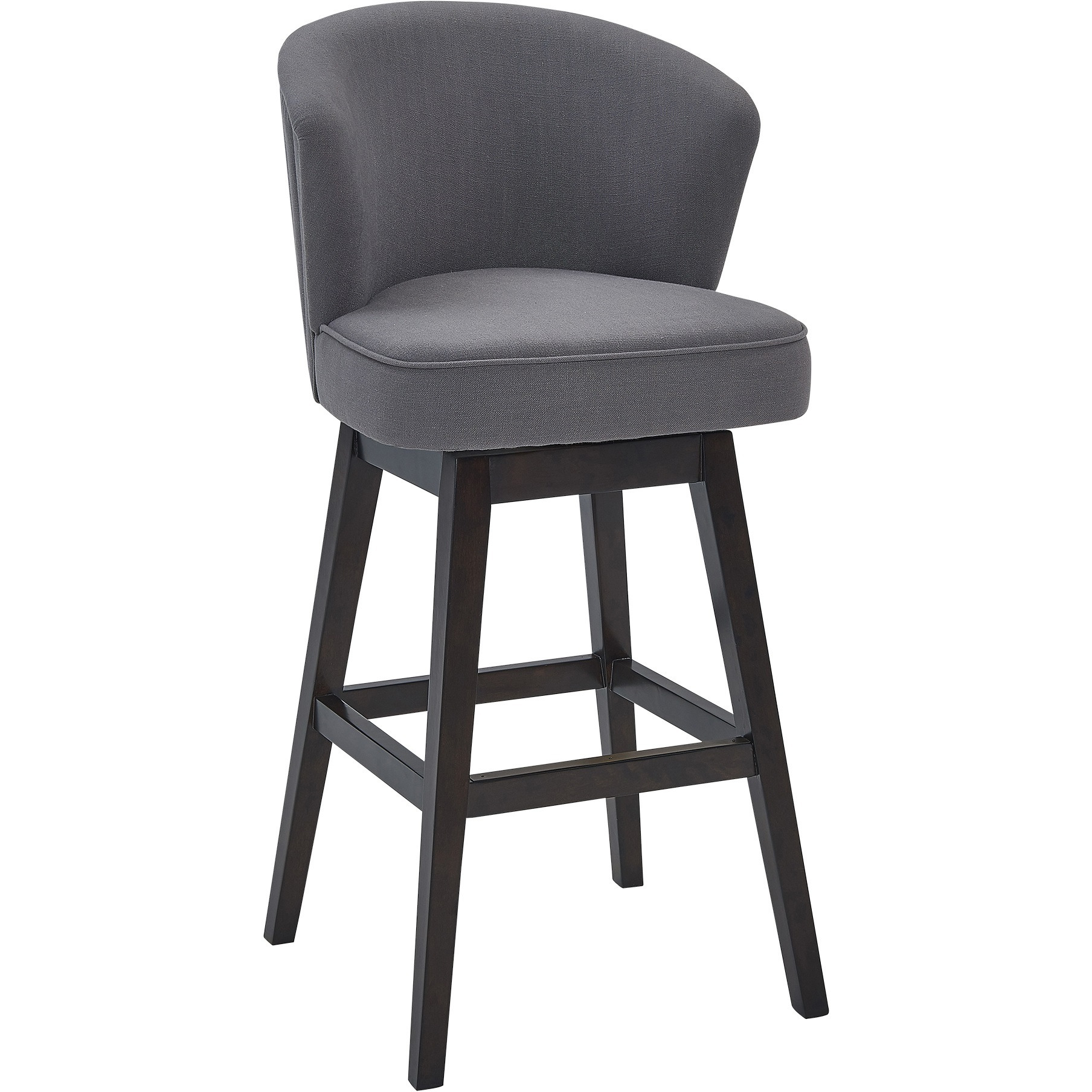 Brandy 26" Counter Height Wood Swivel Barstool in Espresso Finish with Grey Fabric