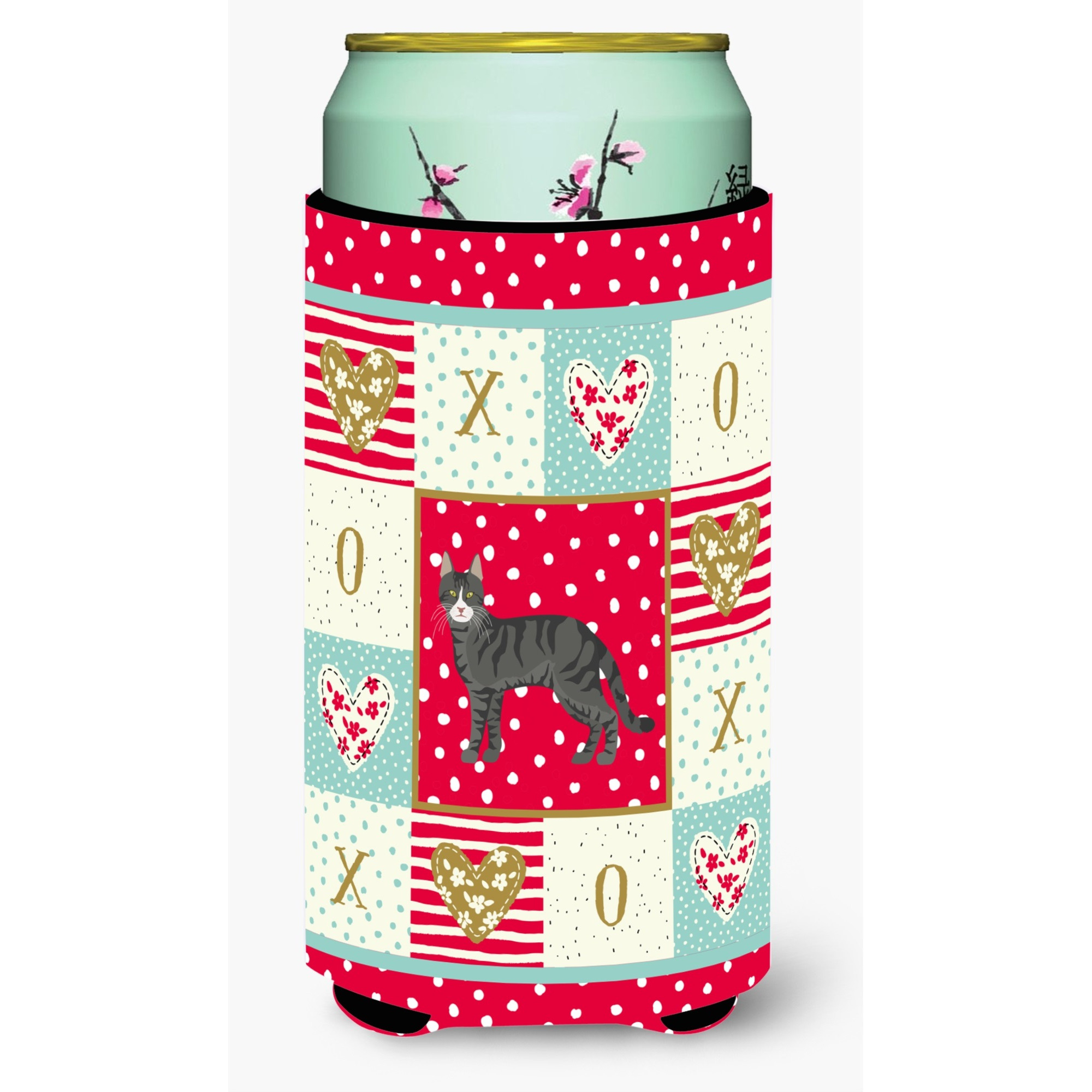 Tricolour Aegean Cat Love Tall Boy Beverage Hugger CK5542TBC