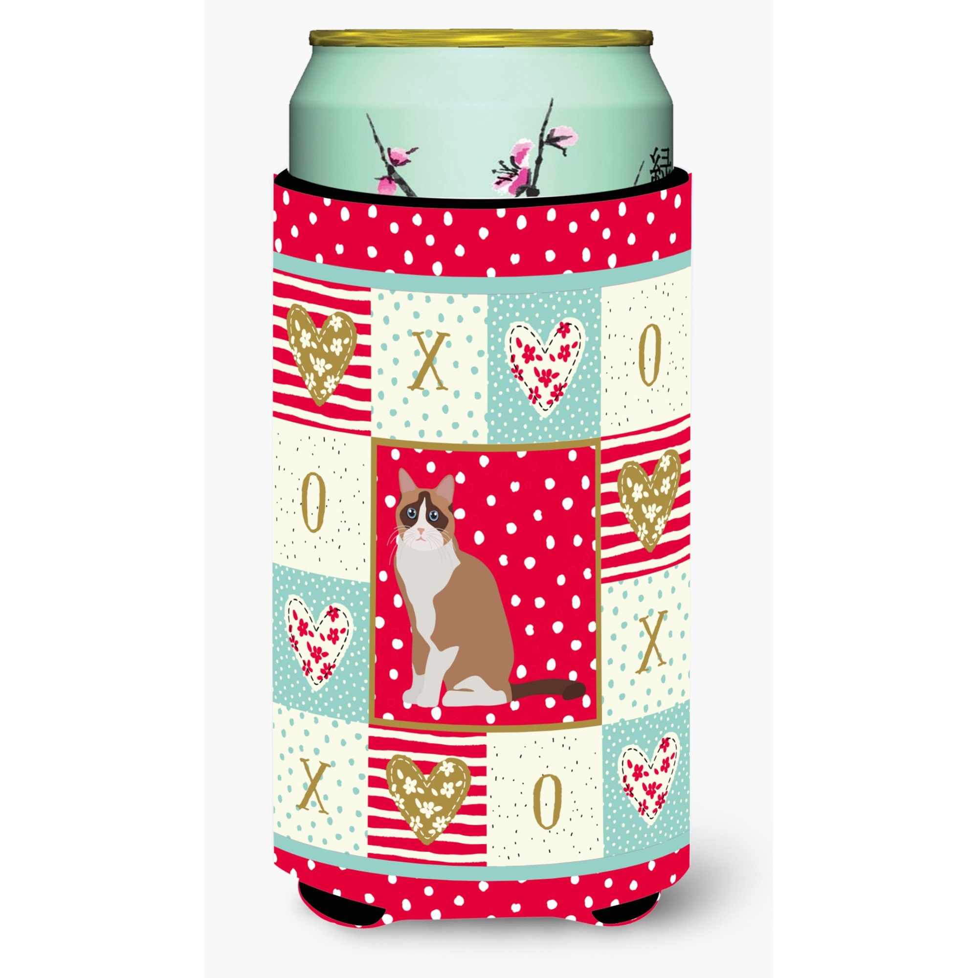 Snowshoe 2 Cat Love Tall Boy Beverage Hugger CK5792TBC