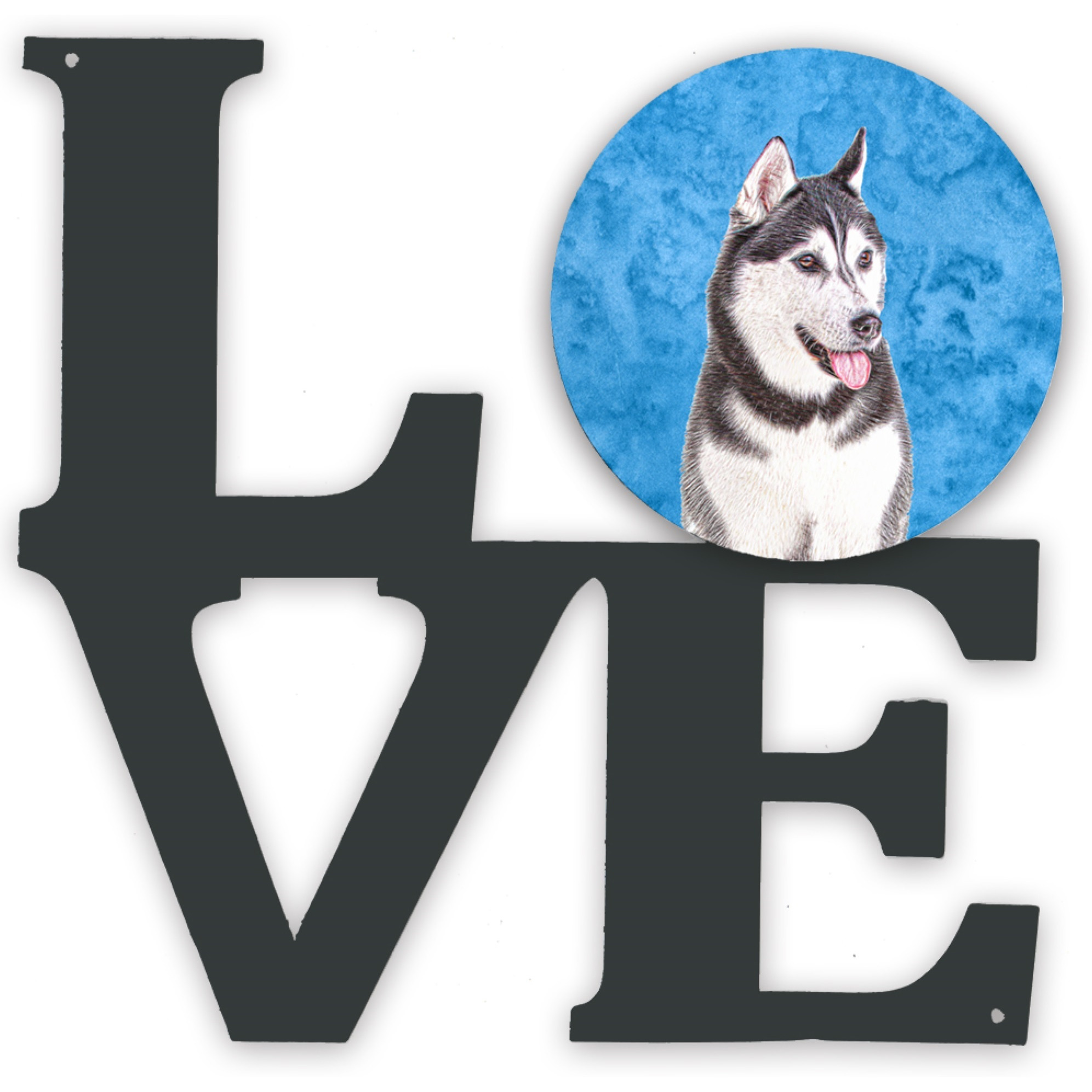 Blue Alaskan Malamute Metal Wall Artwork LOVE KJ1224BUWALV