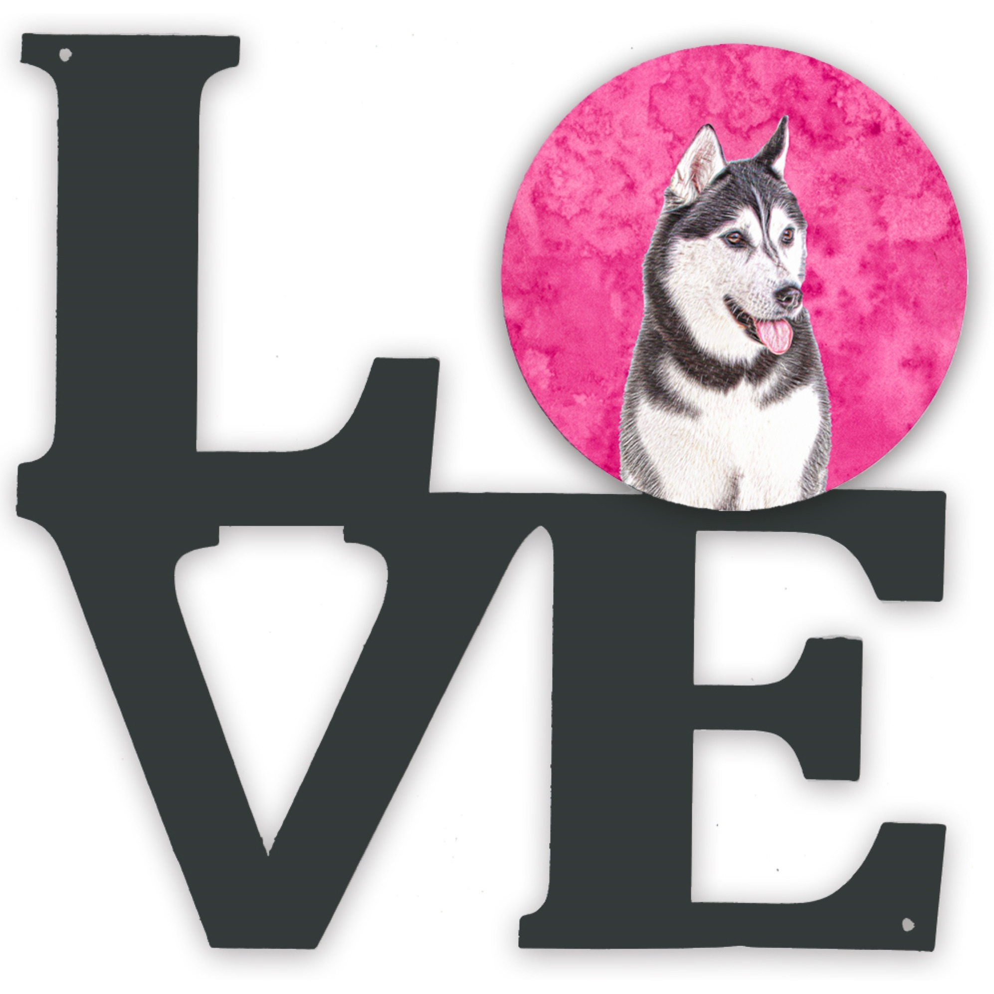 Pink Alaskan Malamute Metal Wall Artwork LOVE KJ1224PKWALV