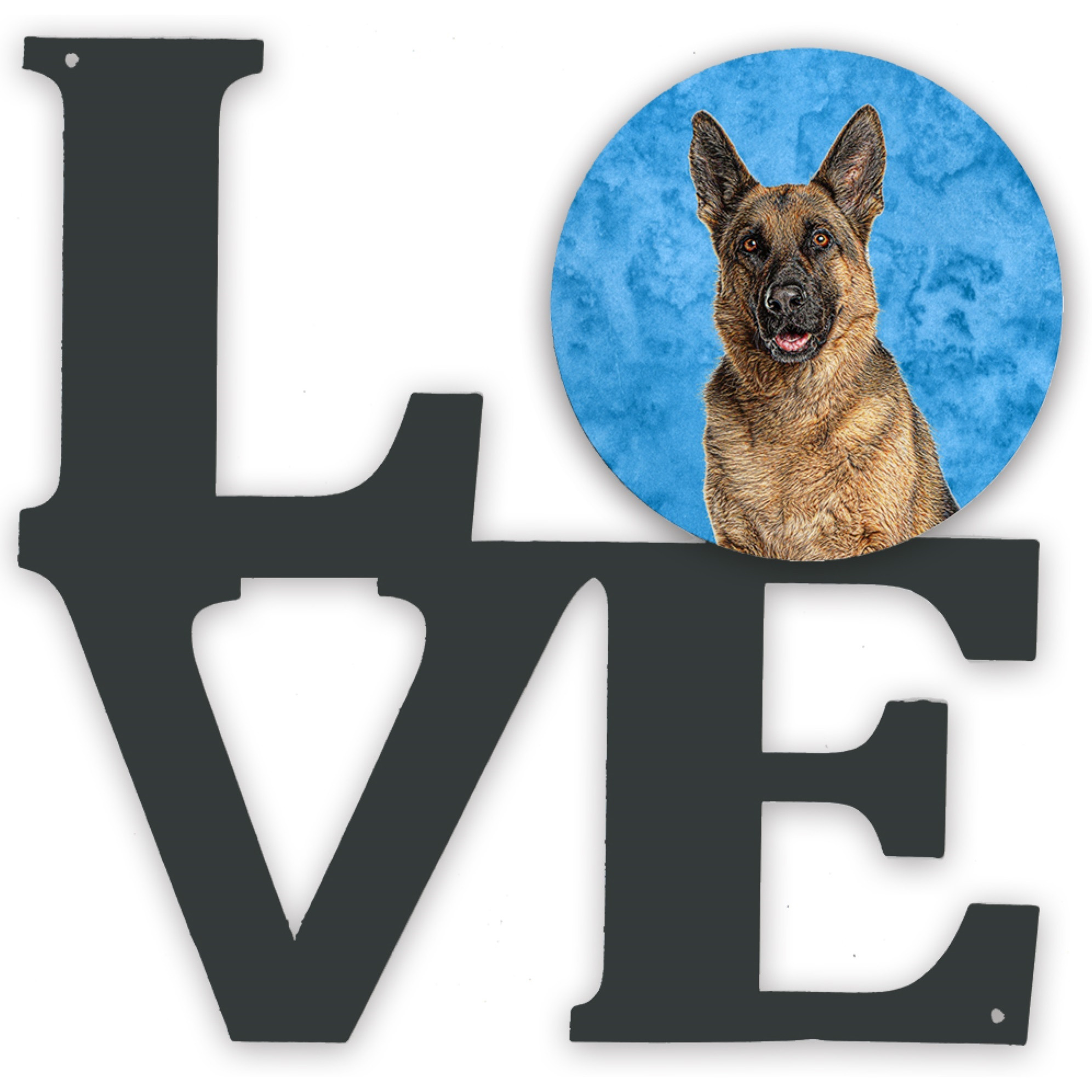 Blue German Shepherd Metal Wall Artwork LOVE KJ1225BUWALV