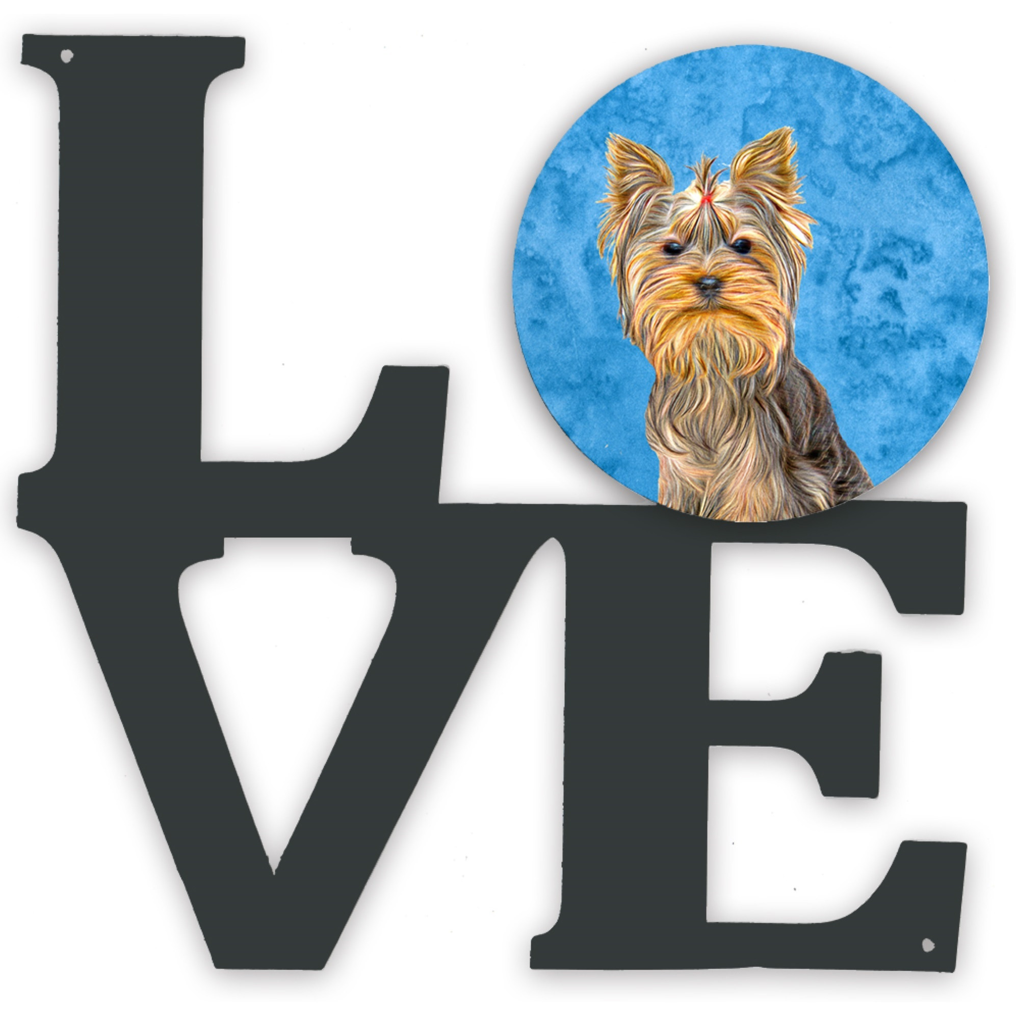 Blue Yorkie / Yorkshire Terrier Metal Wall Artwork LOVE KJ1227BUWALV