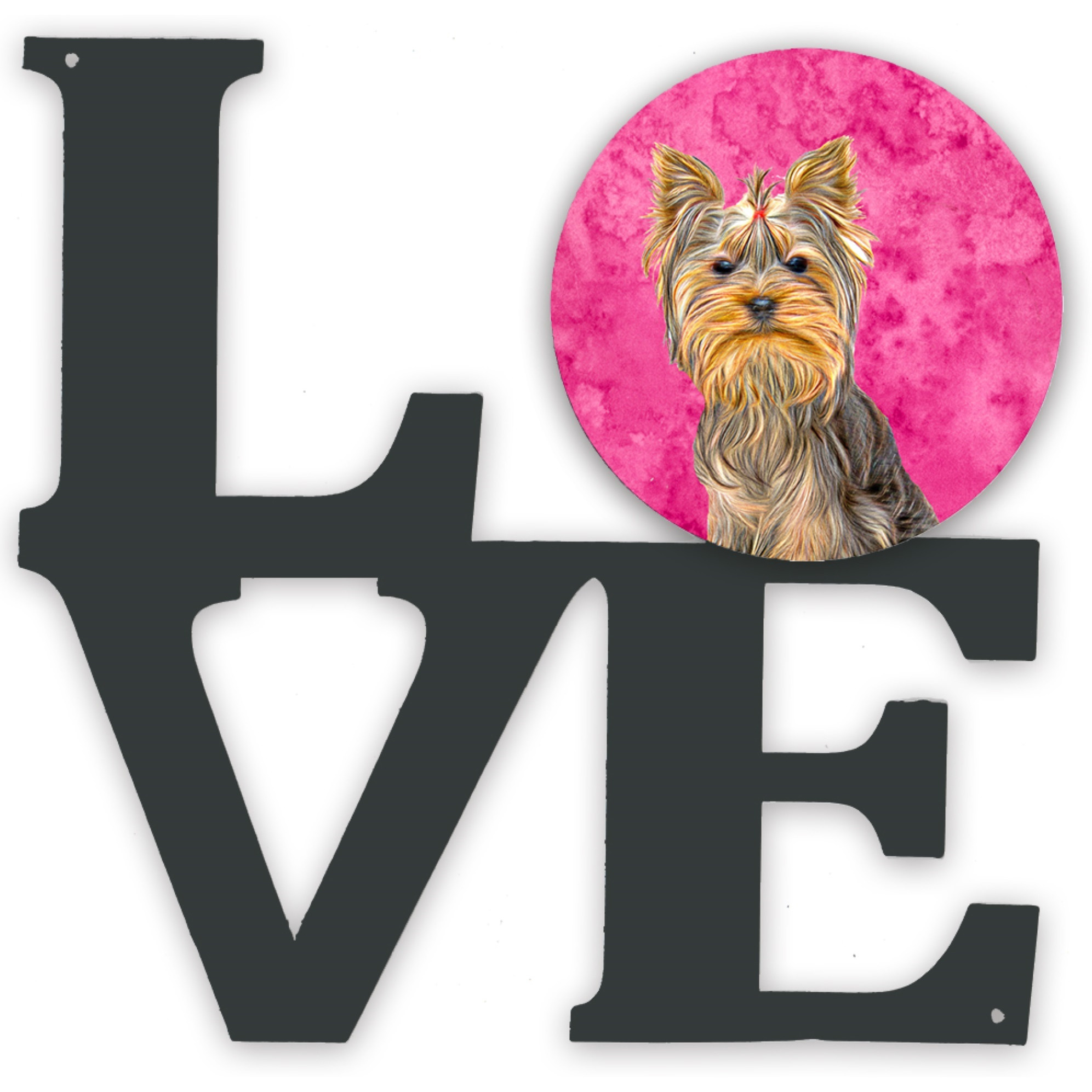 Pink Yorkie / Yorkshire Terrier Metal Wall Artwork LOVE KJ1227PKWALV