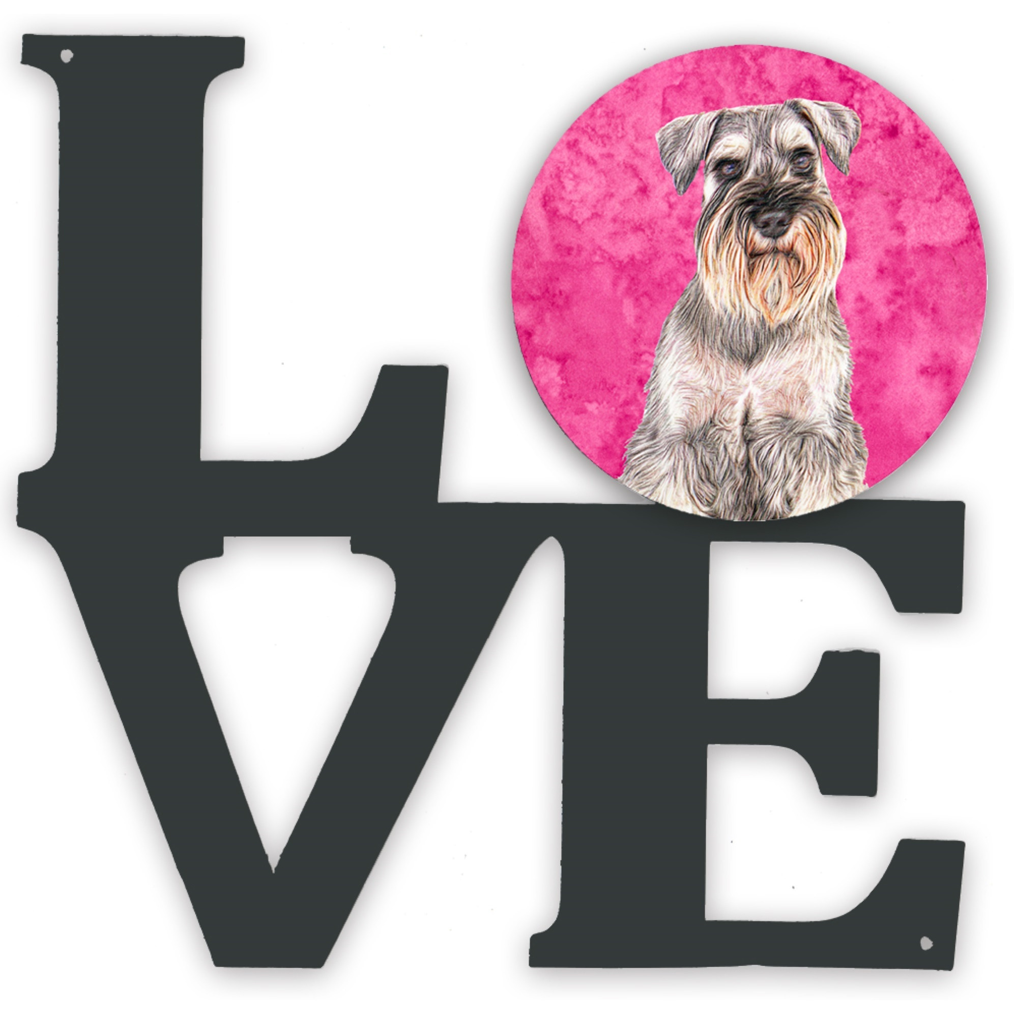Pink Schnauzer Metal Wall Artwork LOVE KJ1229PKWALV