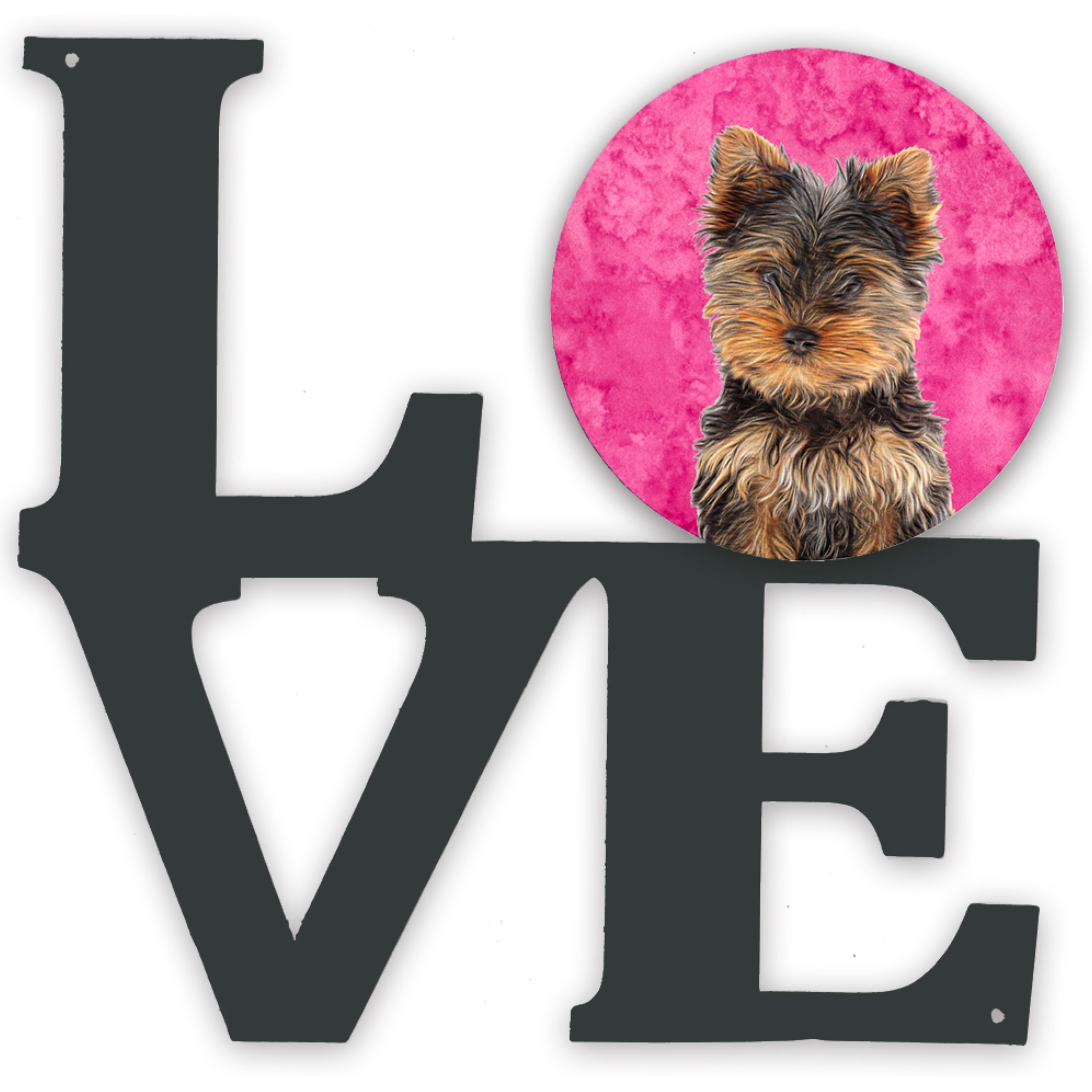 Pink Yorkie Puppy / Yorkshire Terrier Metal Wall Artwork LOVE KJ1230PKWALV