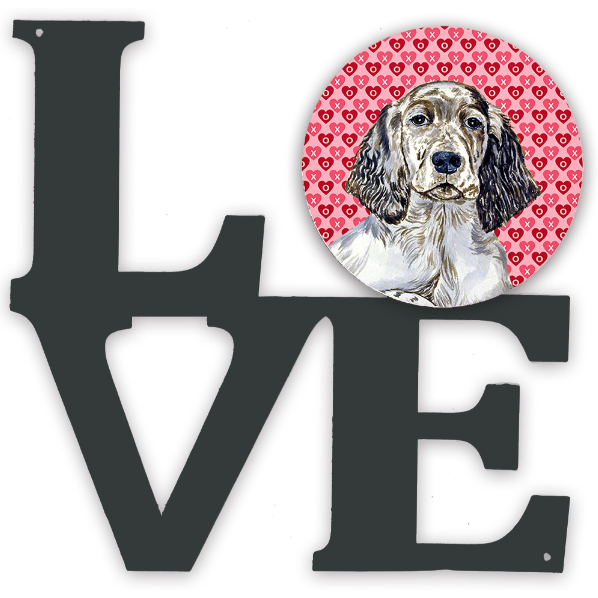 English Setter Hearts Love and Valentine's Day Portrait Metal Wall Artwork LOVE LH9142WALV
