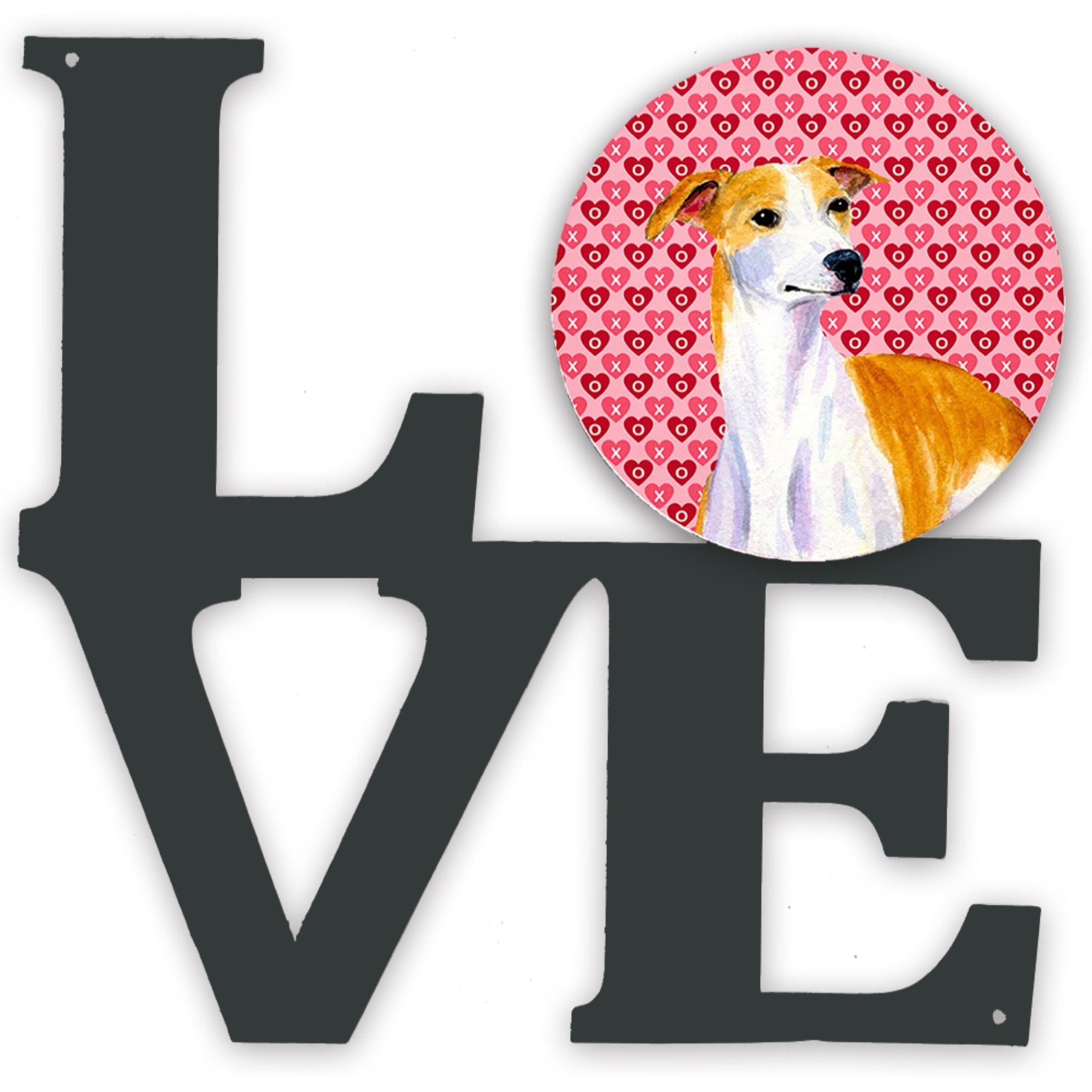 Whippet Hearts Love and Valentine's Day Portrait Metal Wall Artwork LOVE LH9148WALV