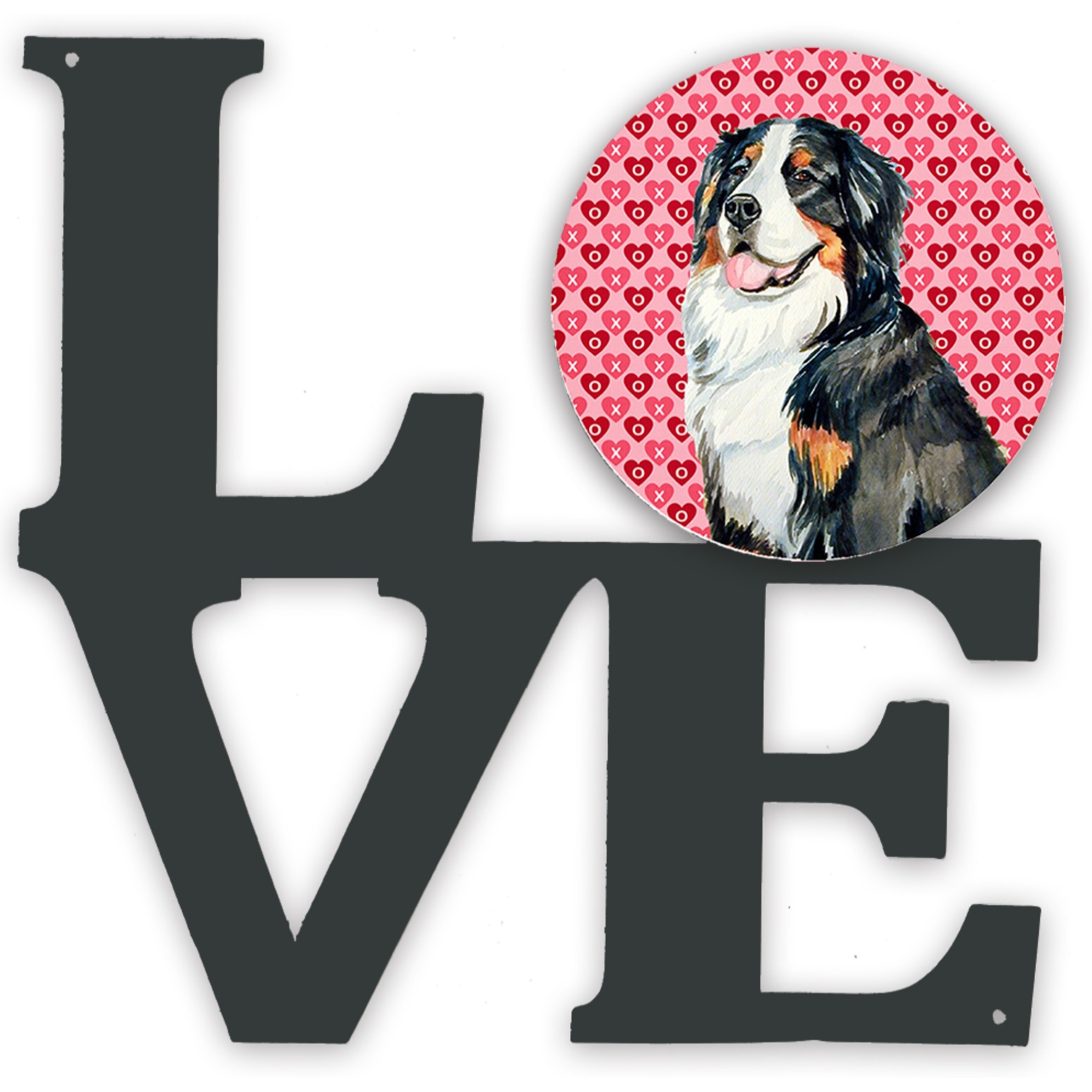 Bernese Mountain Dog Hearts Love and Valentine's Day Portrait Metal Wall Artwork LOVE LH9154WALV