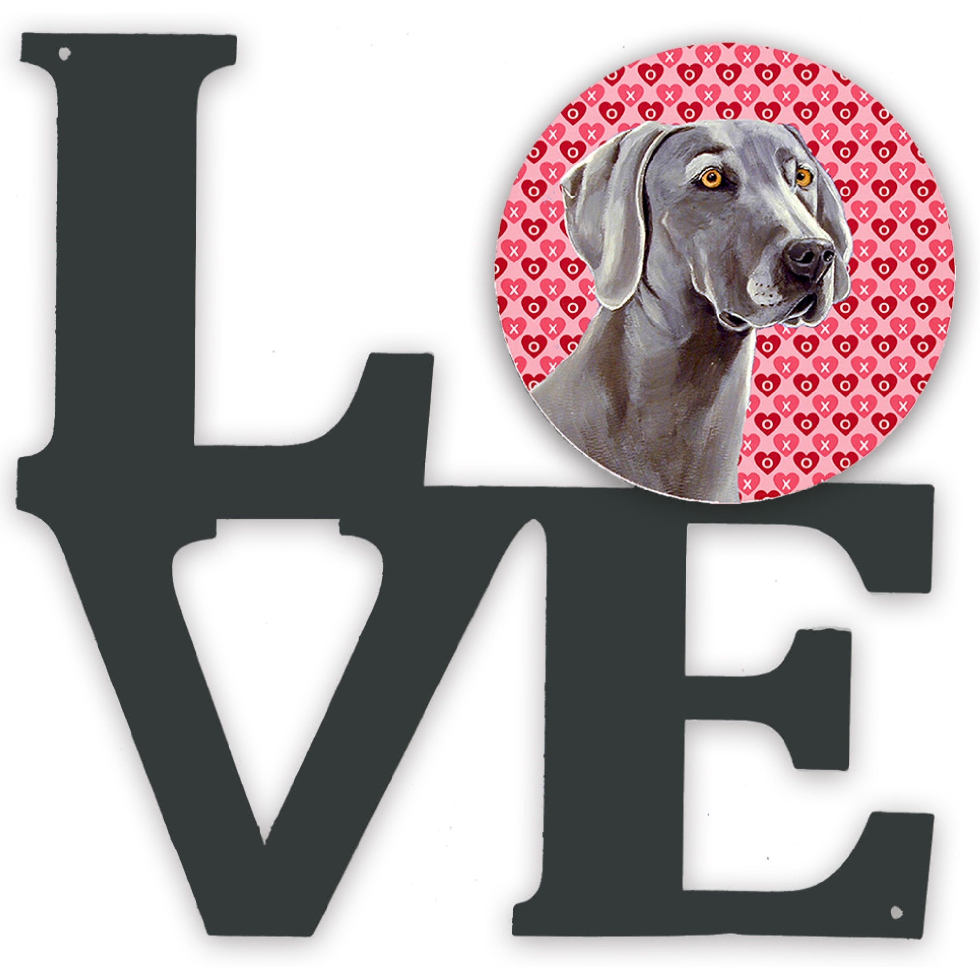 Weimaraner Hearts Love and Valentine's Day Portrait Metal Wall Artwork LOVE LH9161WALV