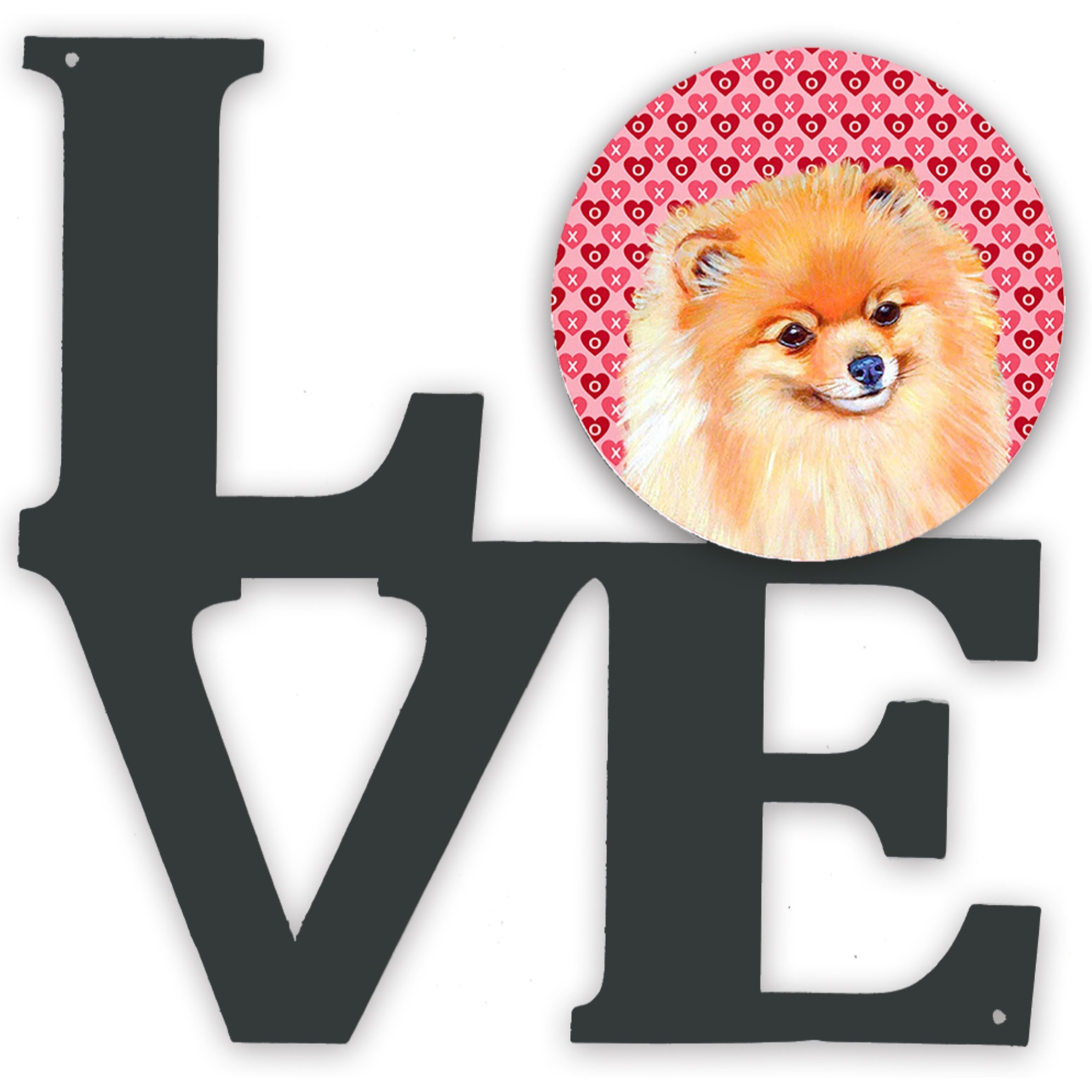 Pomeranian Hearts Love and Valentine's Day Portrait Metal Wall Artwork LOVE LH9170WALV