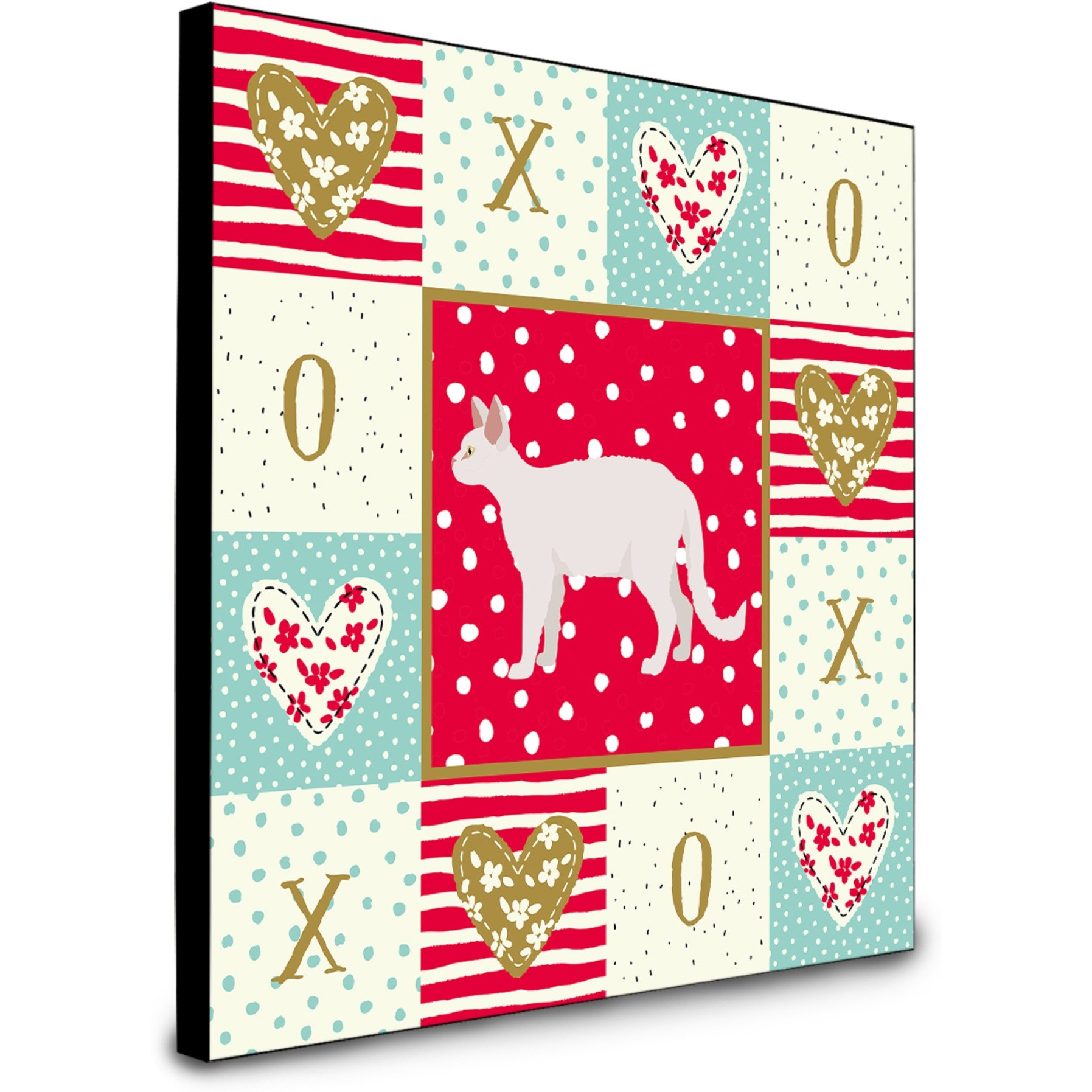 White Devon Rex Cat Love Artwork Wall Panel CK5596UP88