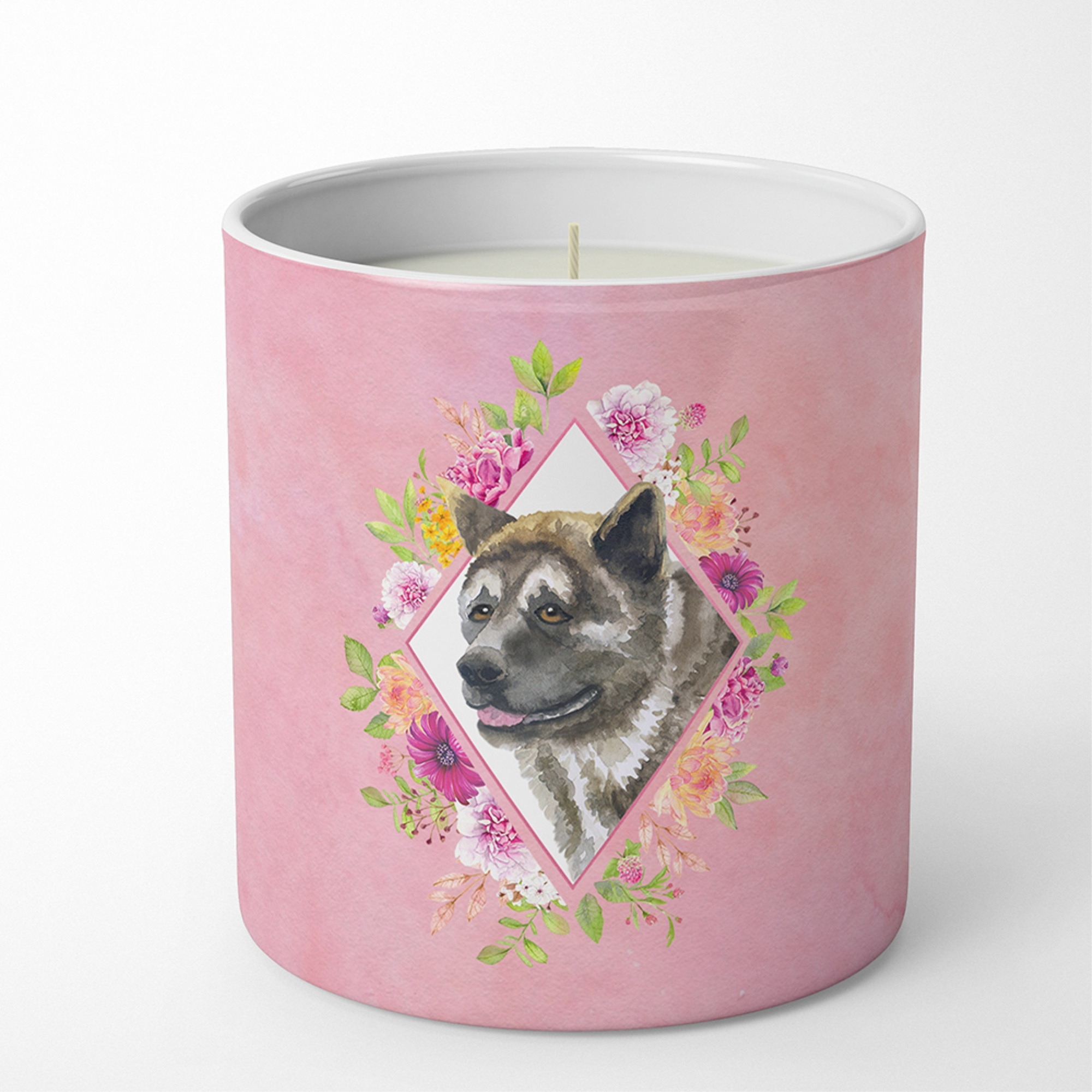 Akita Pink Flowers 10 oz Decorative Soy Candle CK4113CDL
