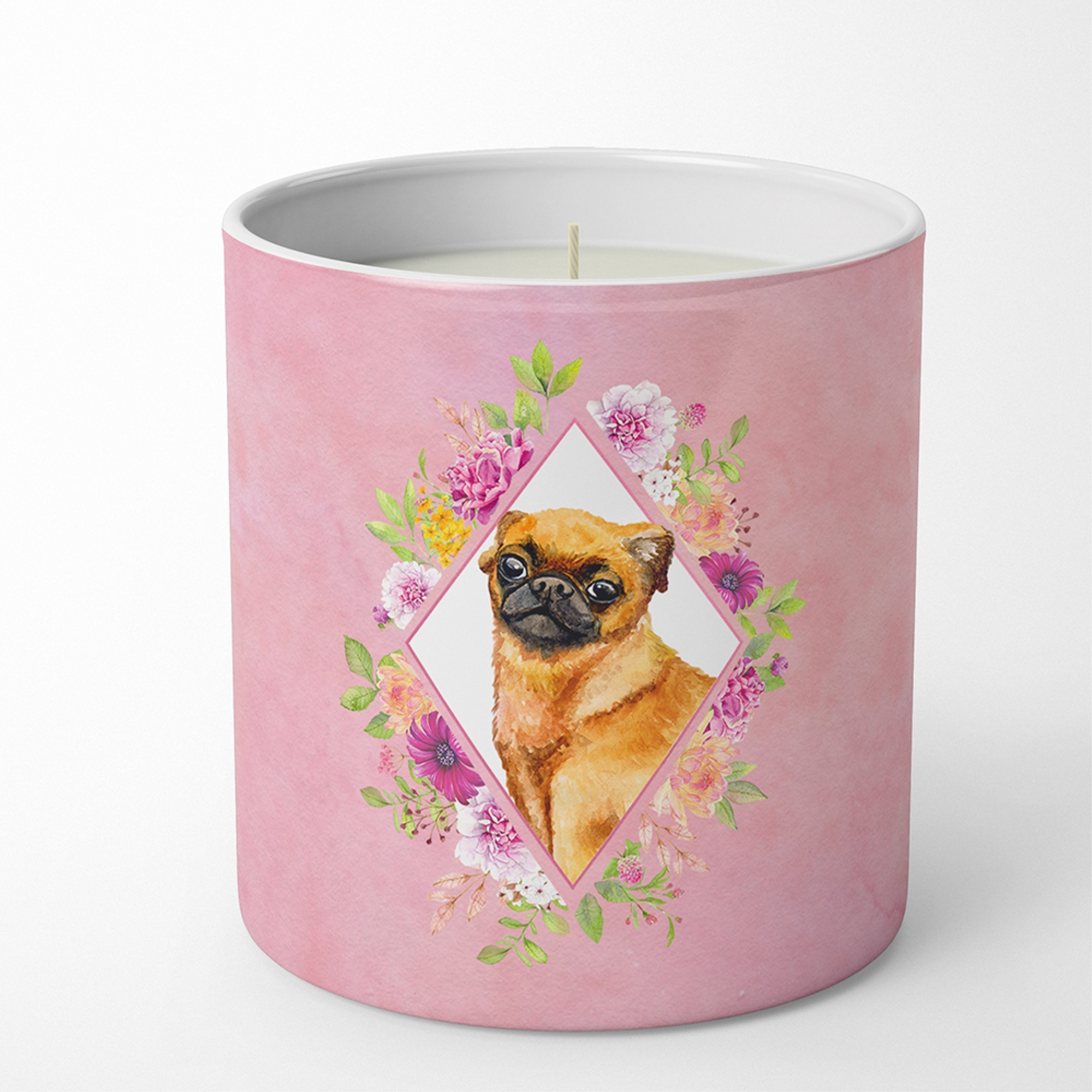 Brabant Griffon Pink Flowers 10 oz Decorative Soy Candle CK4185CDL