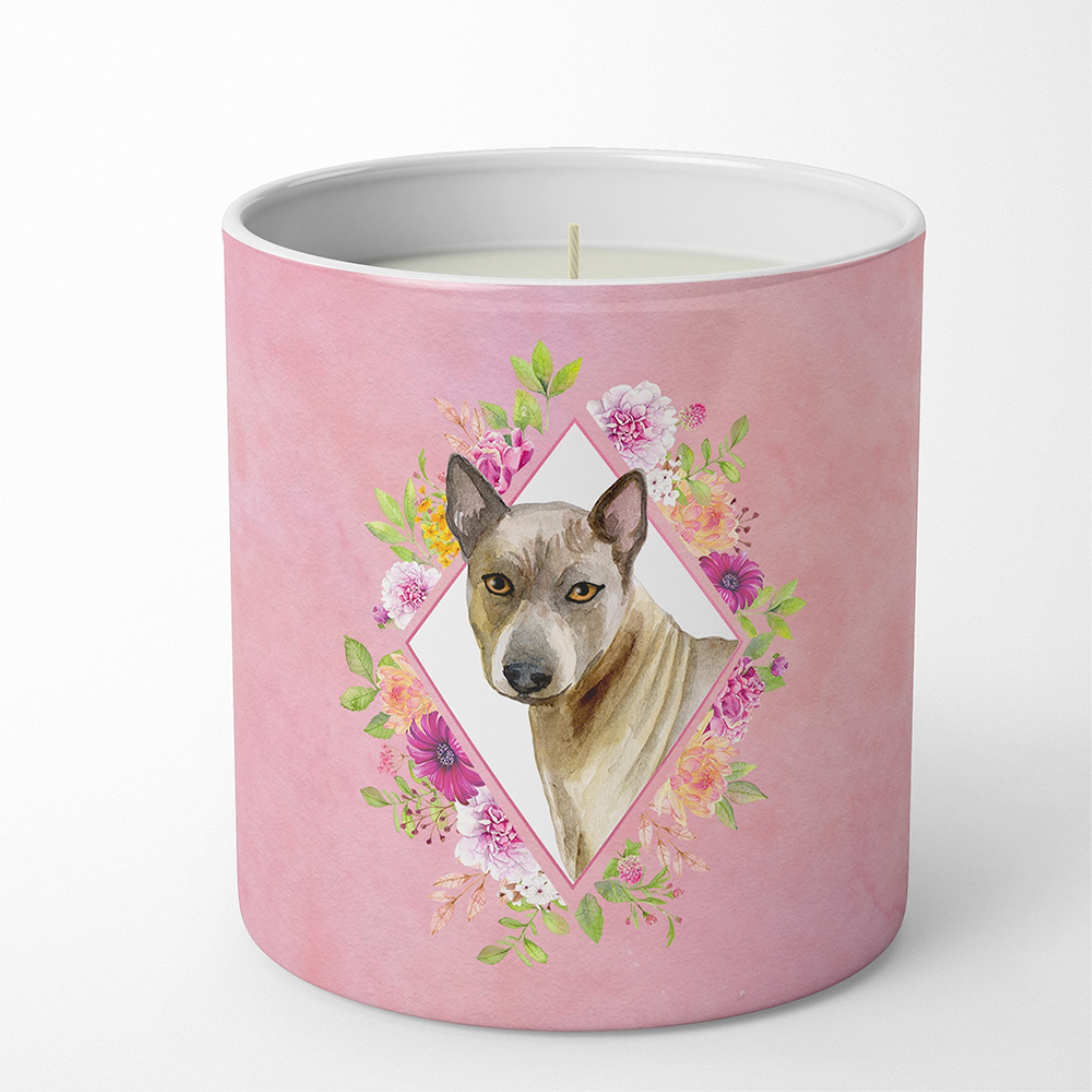 Thai Ridgeback Pink Flowers 10 oz Decorative Soy Candle CK4188CDL