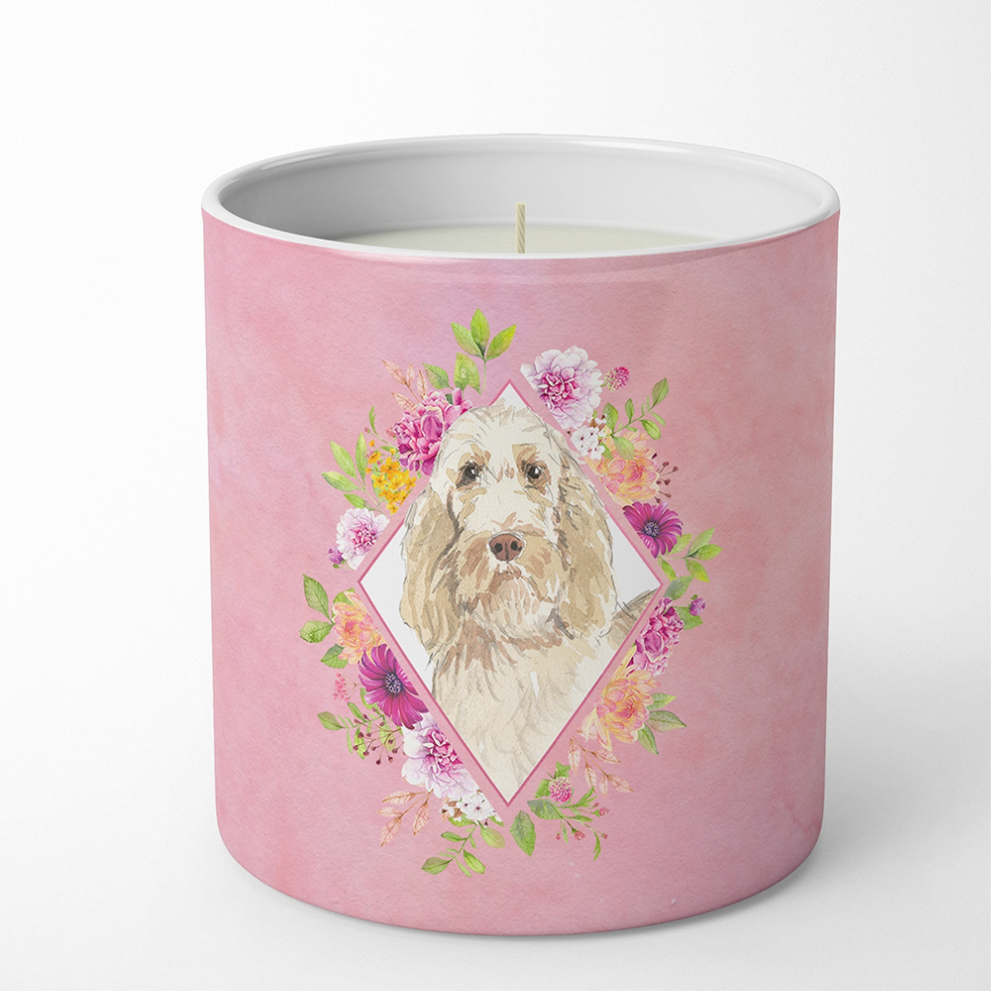Spinone Italiano Pink Flowers 10 oz Decorative Soy Candle CK4209CDL