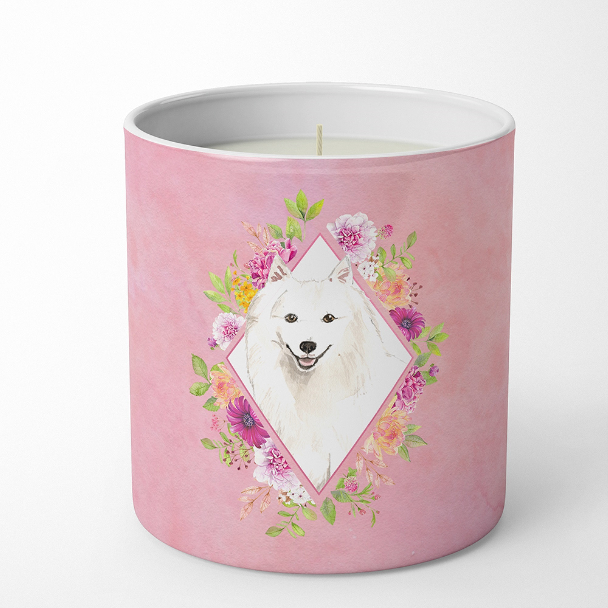 Japanese Spitz Pink Flowers 10 oz Decorative Soy Candle CK4229CDL
