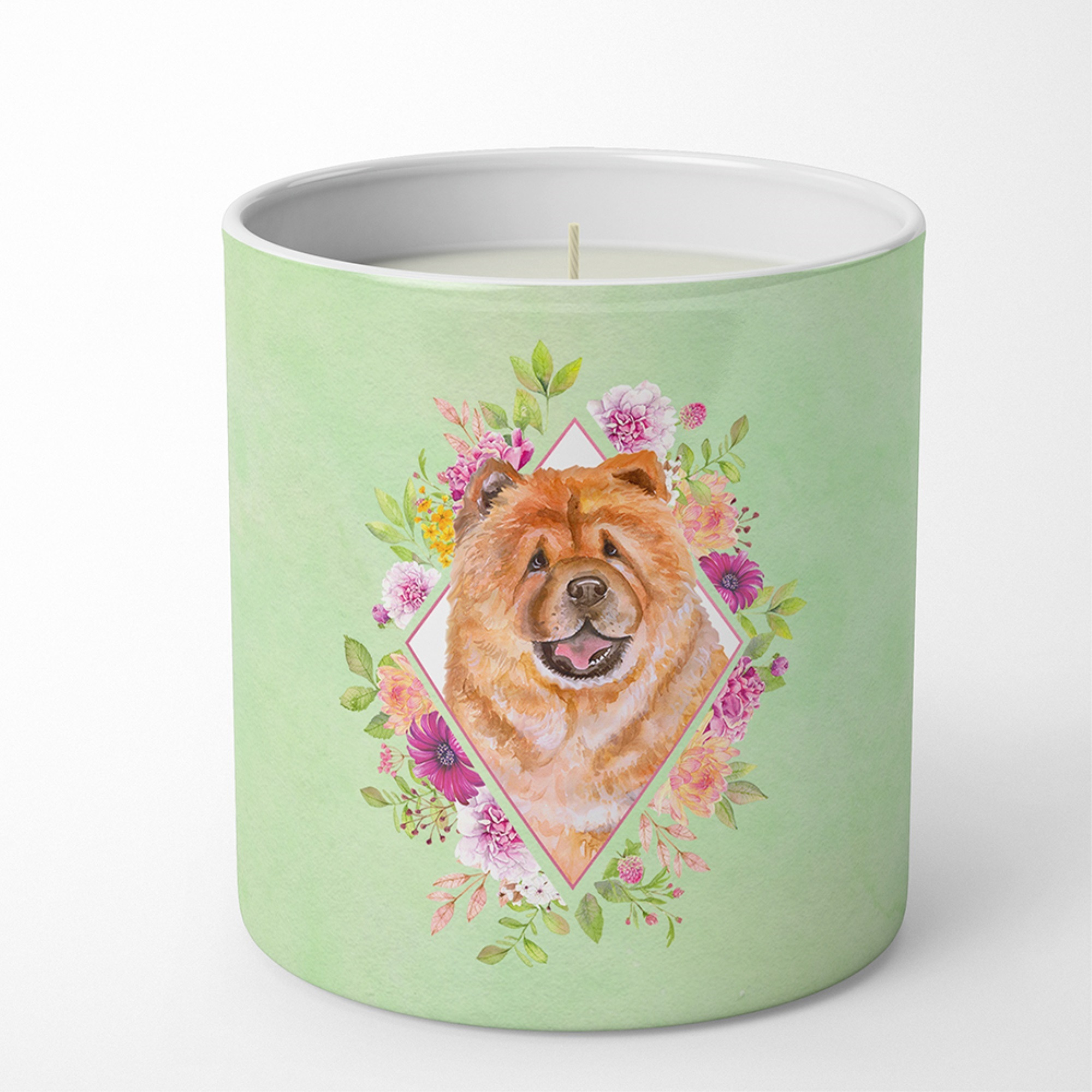 Chow Chow 1 Green Flowers 10 oz Decorative Soy Candle CK4291CDL