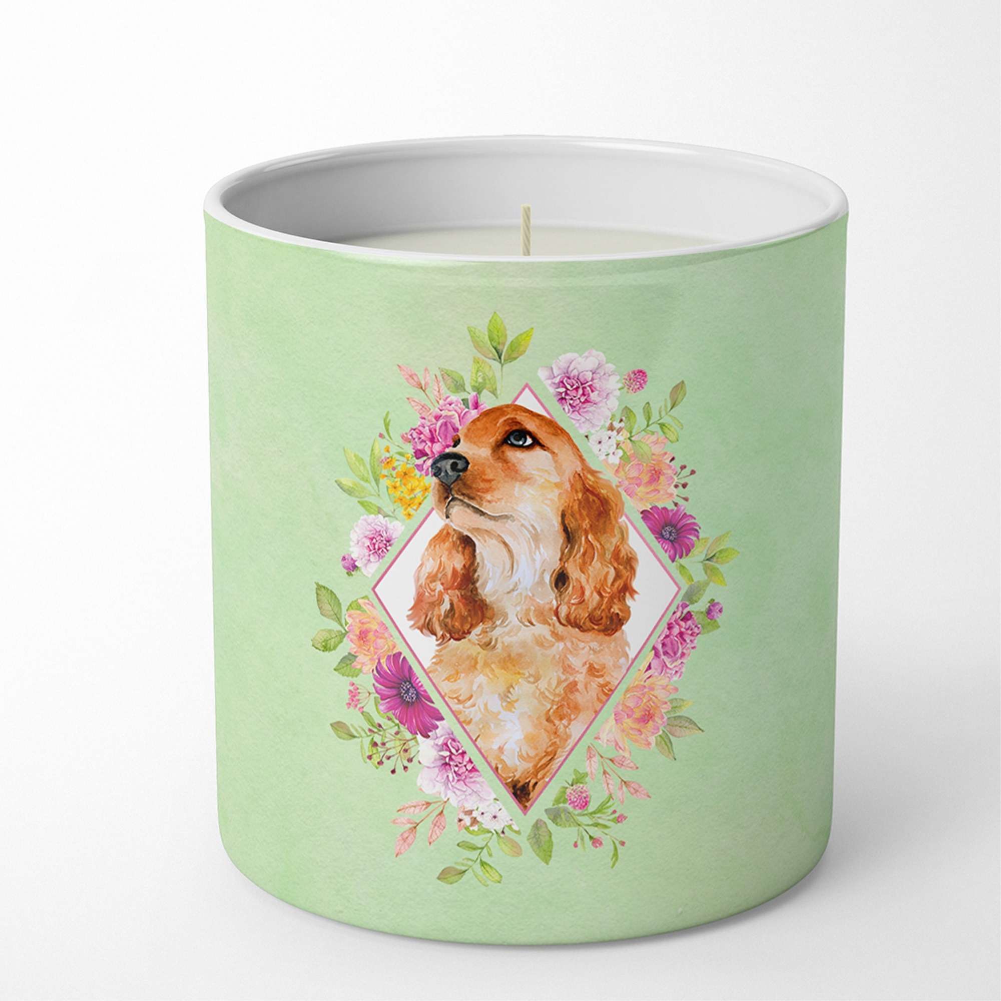 Chow Chow 2 Green Flowers 10 oz Decorative Soy Candle CK4293CDL