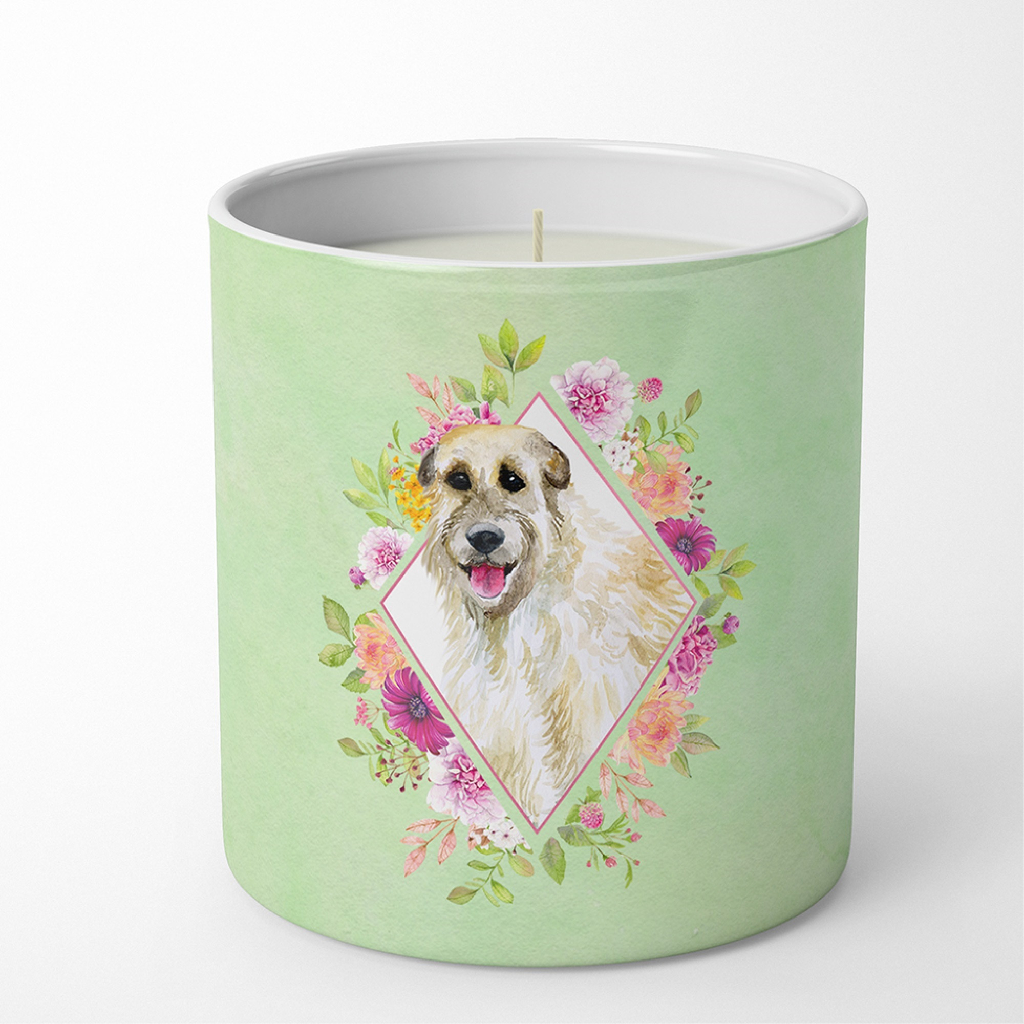 Irish Wolfhound Green Flowers 10 oz Decorative Soy Candle CK4313CDL