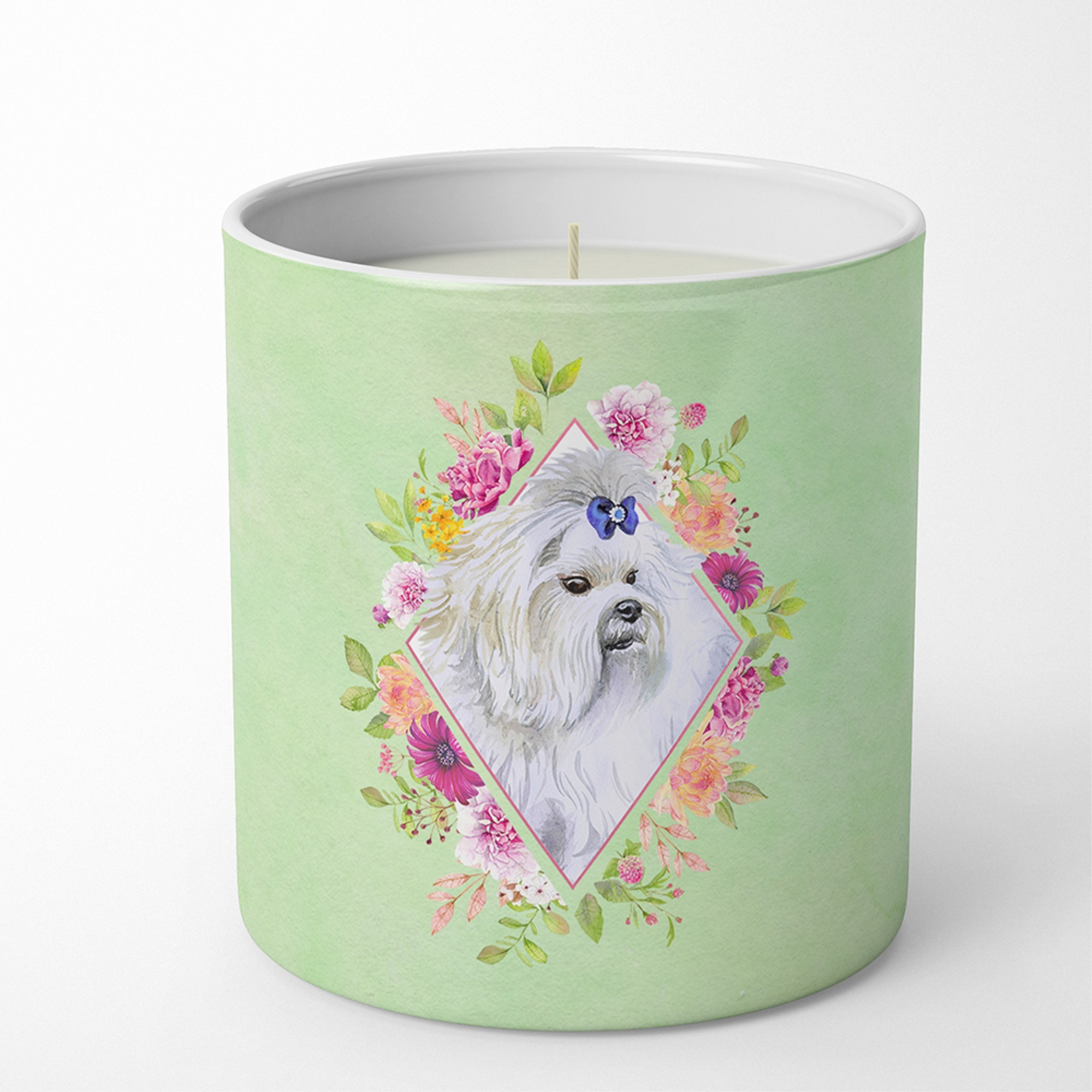 Maltese Green Flowers 10 oz Decorative Soy Candle CK4319CDL