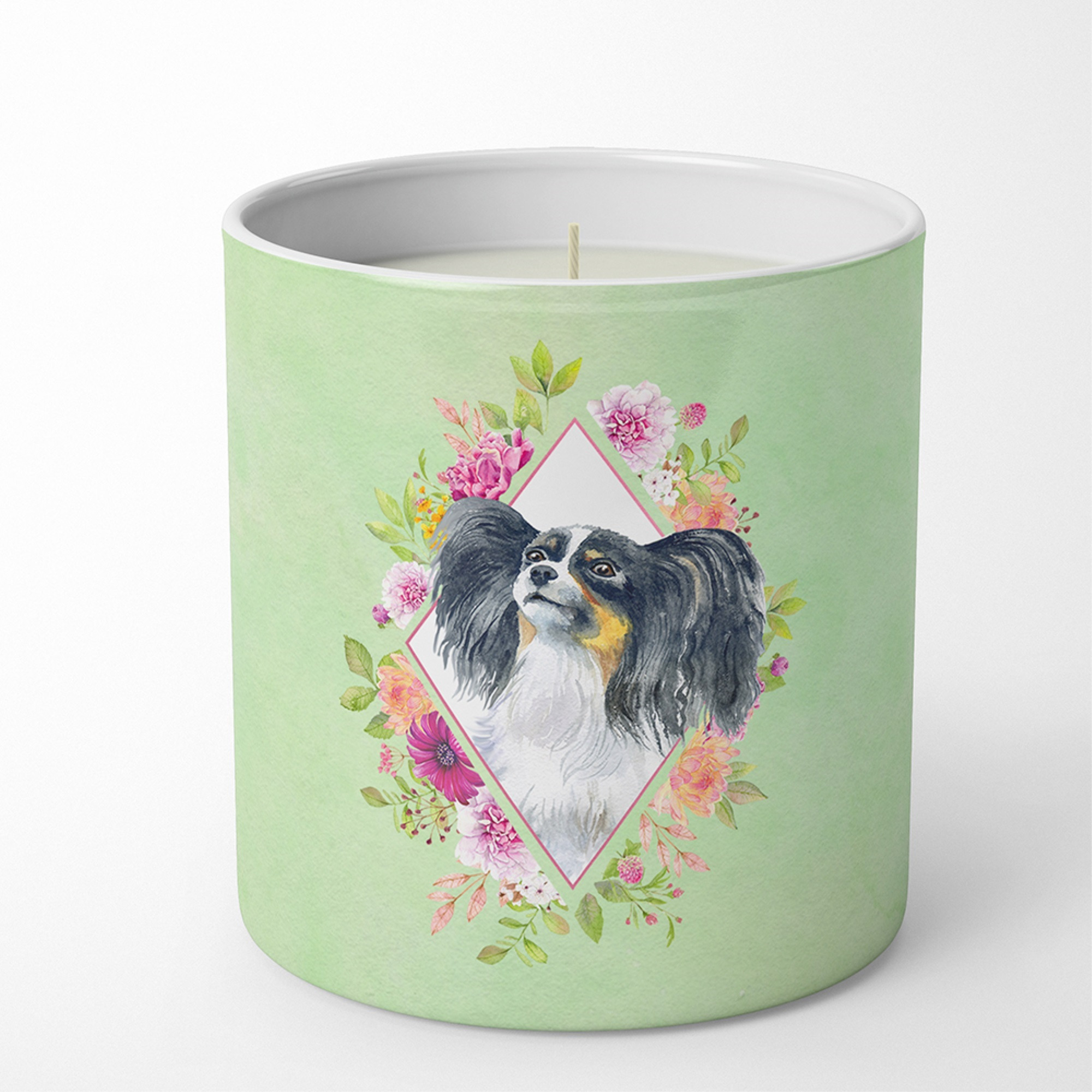 Papillon Green Flowers 10 oz Decorative Soy Candle CK4325CDL