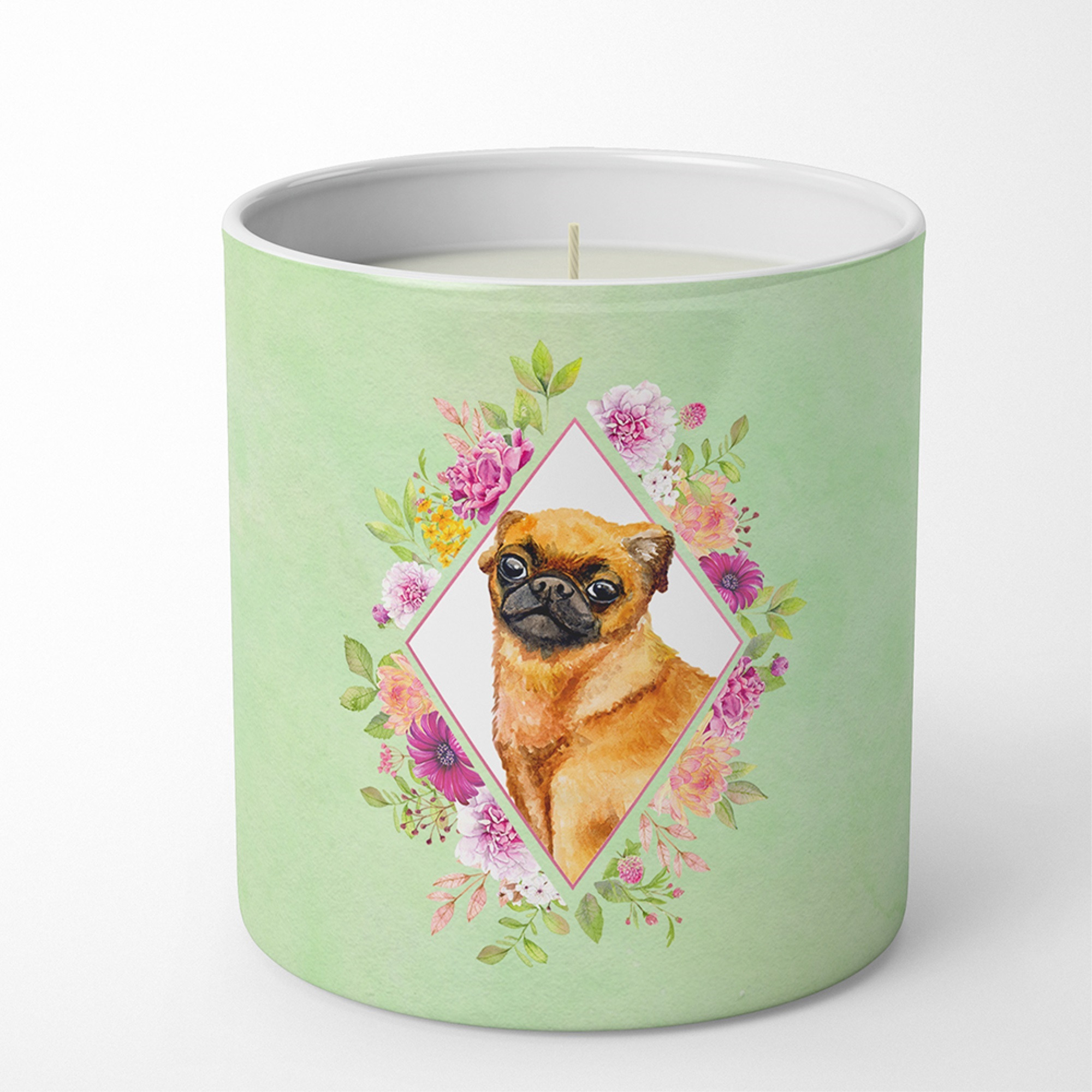 Brabant Griffon Green Flowers 10 oz Decorative Soy Candle CK4345CDL