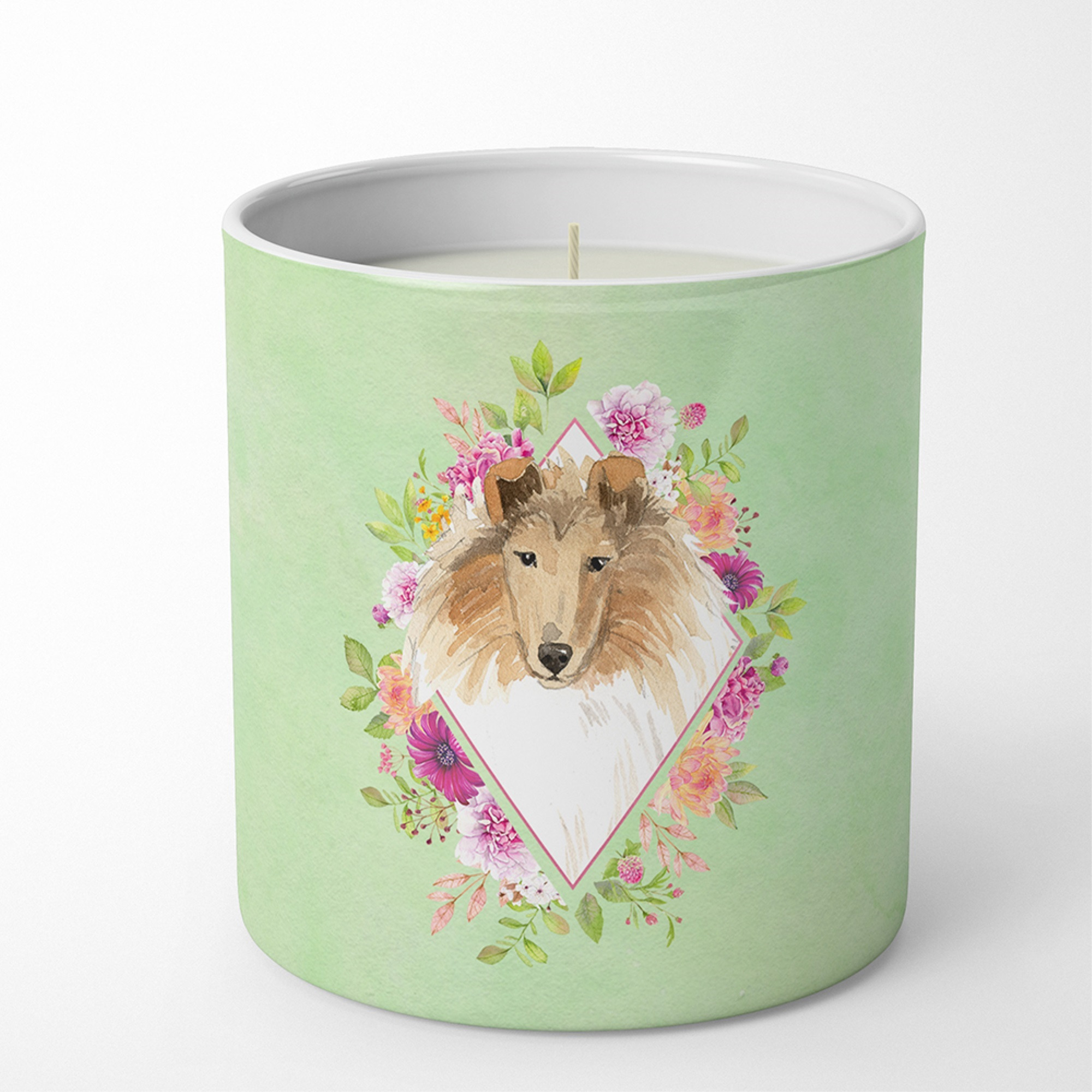 Collie Green Flowers 10 oz Decorative Soy Candle CK4376CDL