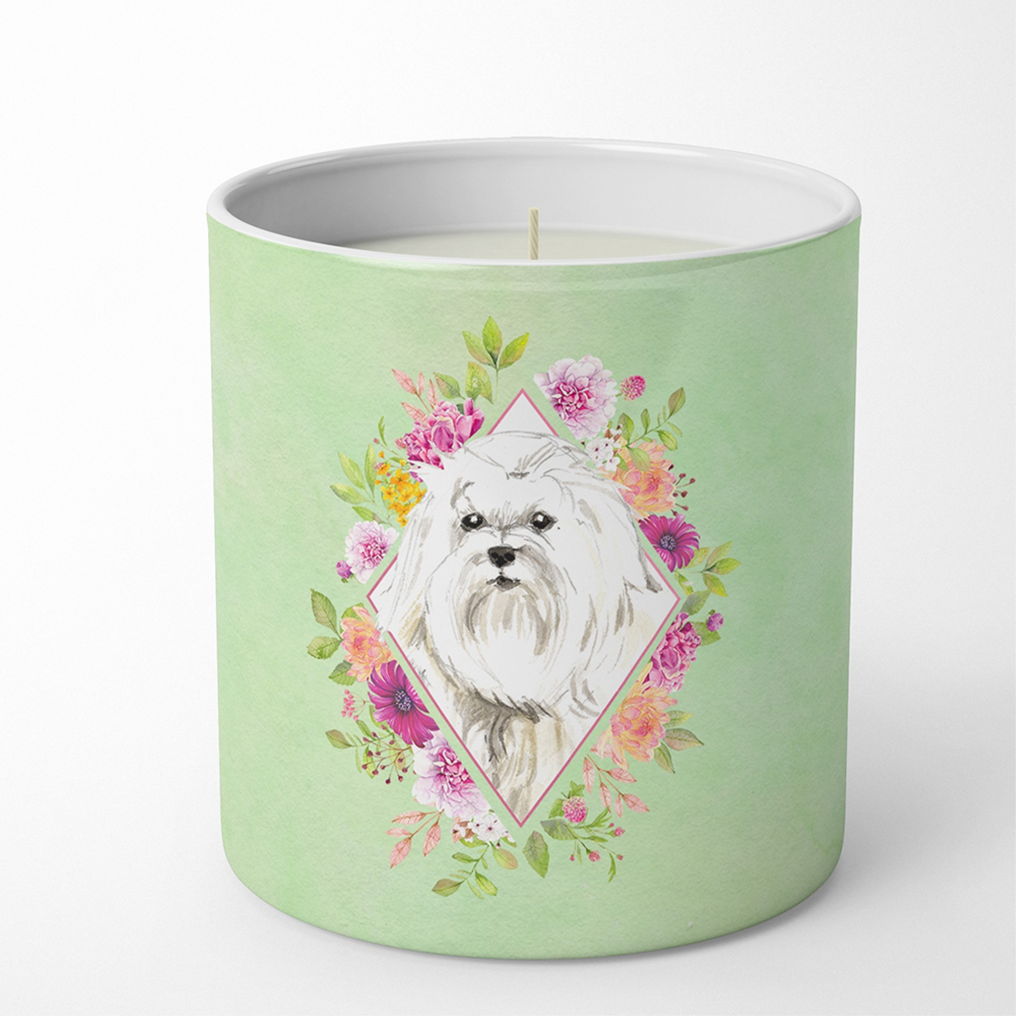 Maltese Green Flowers 10 oz Decorative Soy Candle CK4383CDL