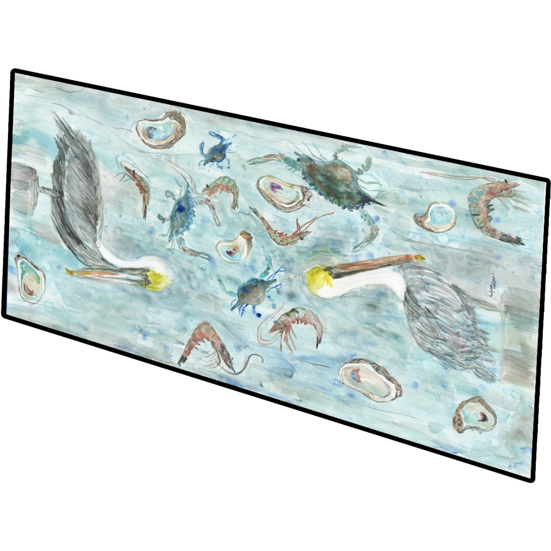 &quotPelicans, Crabs and Shrimp Indoor or Outdoor Runner Mat 28x58 SC2088HRM2858"