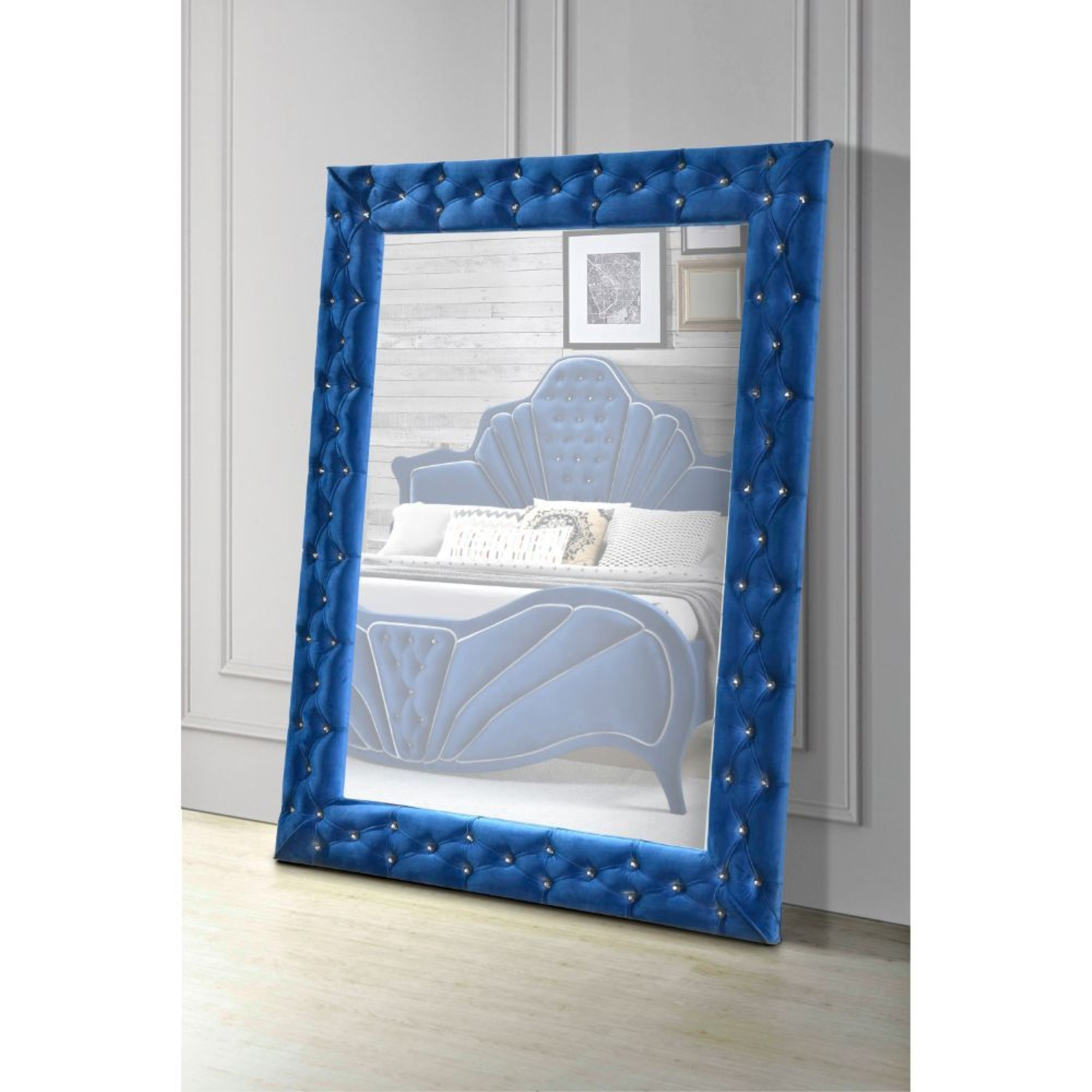 Accent Floor Mirror, Blue Velvet
