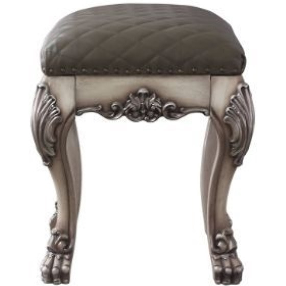 Vanity Stool, Vintage Bone White & PU