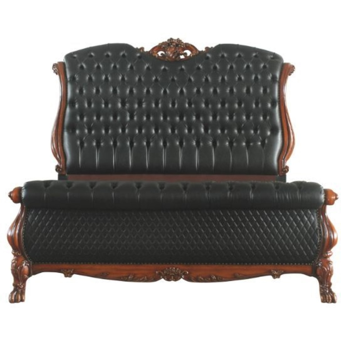 Queen Bed, PU & Cherry Oak
