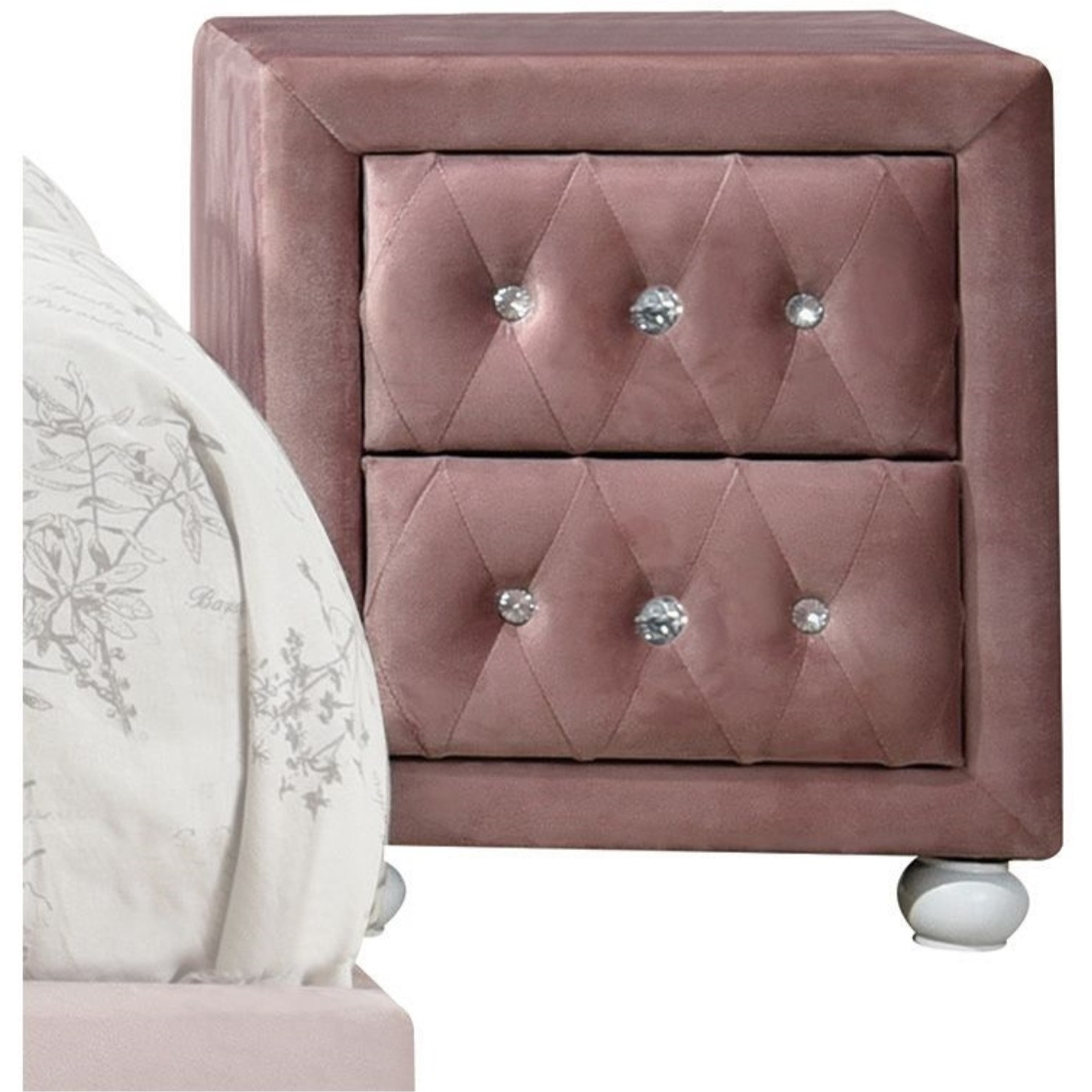 Nightstand, Pink Fabric