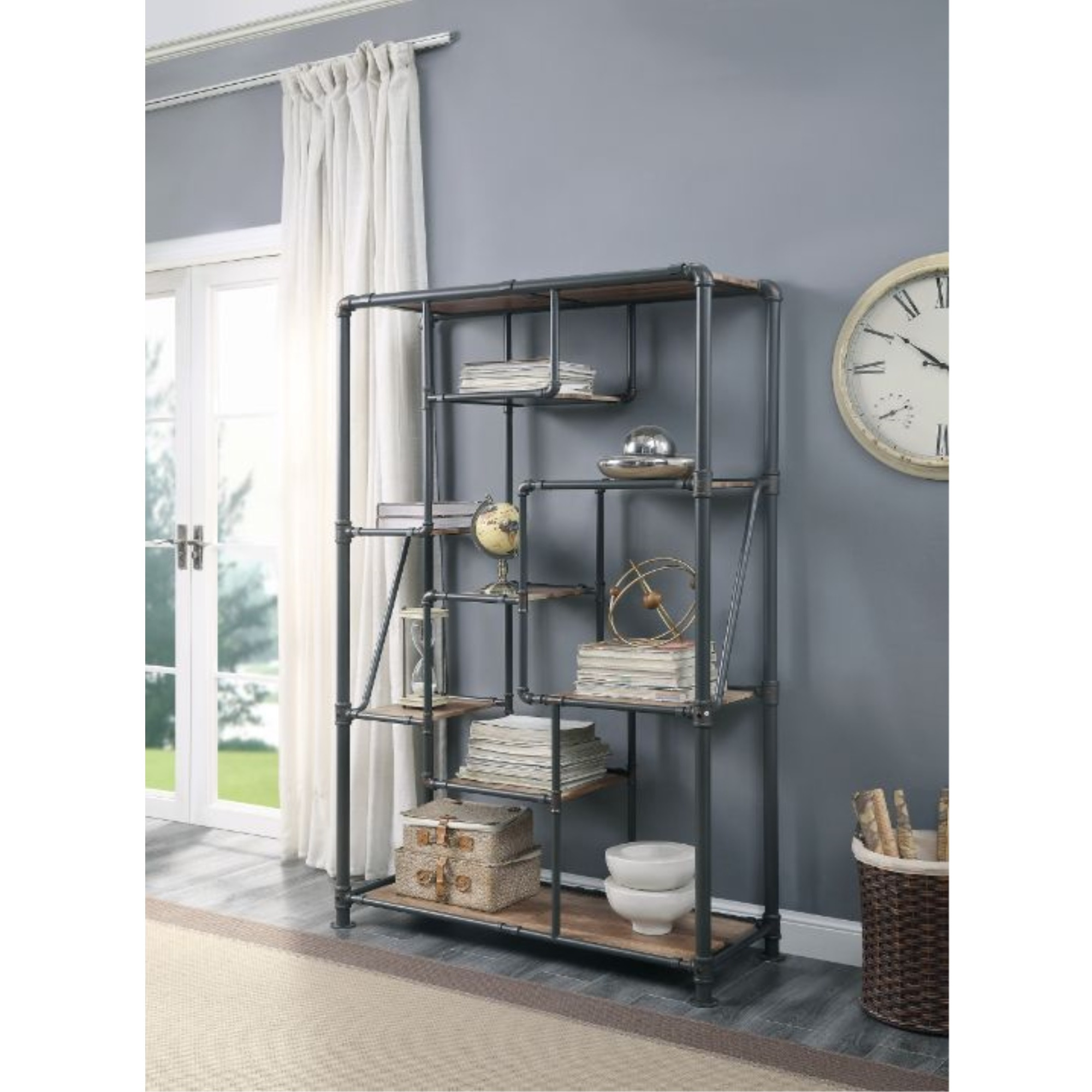 Book Shelf, Antique Oak & Sandy Gray Finish