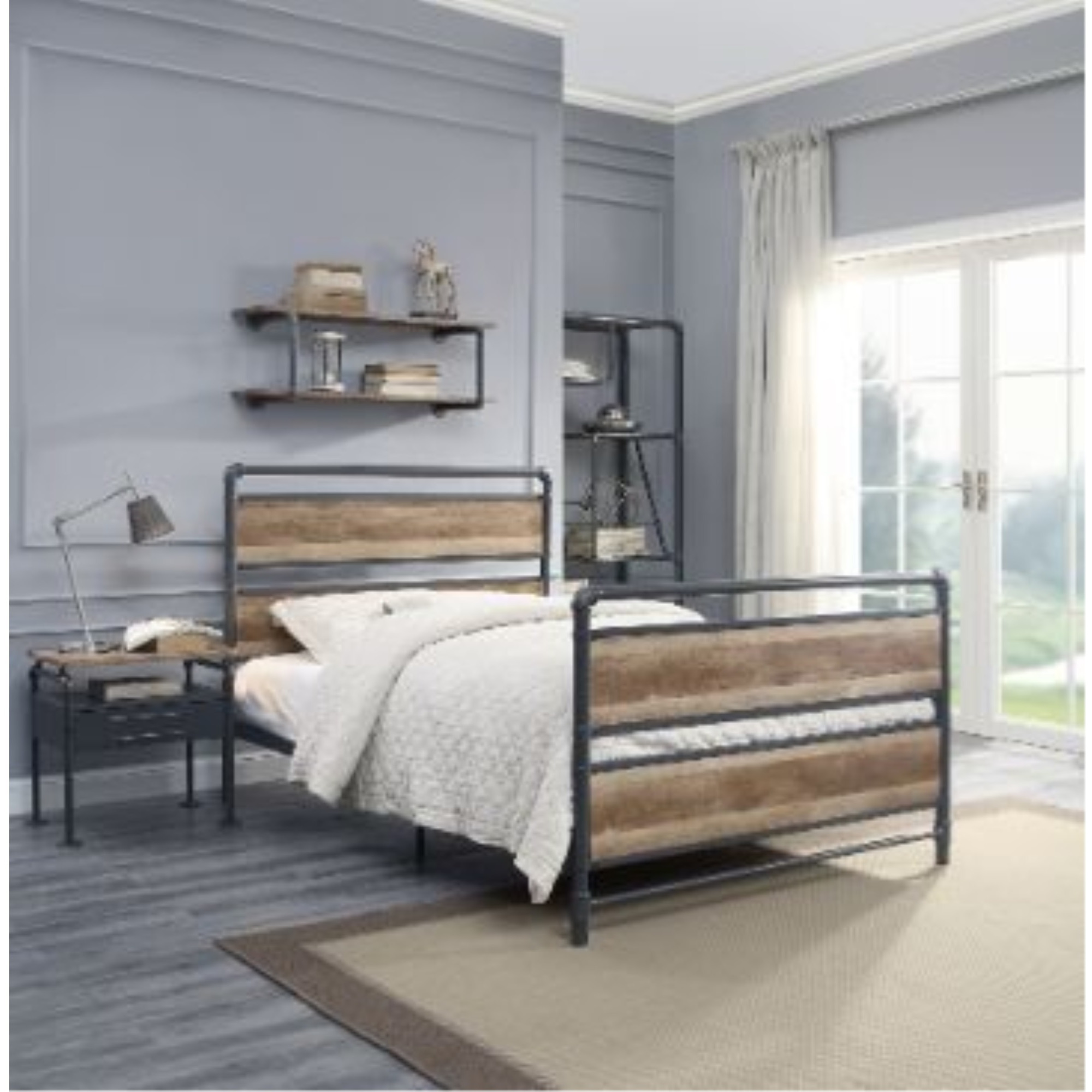 Wall Rack, Antique Oak & Sandy Gray Finish