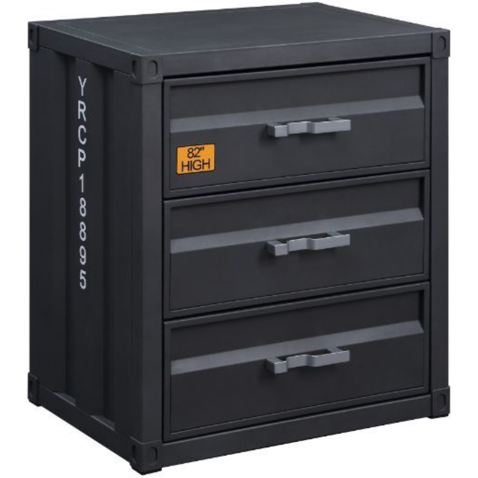 3-Drawer Chest, Gunmetal Finish