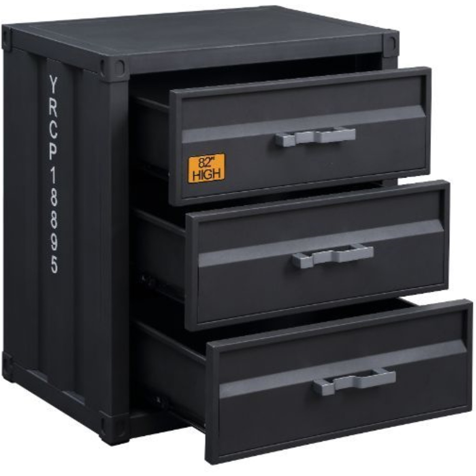 3-Drawer Chest, Gunmetal Finish
